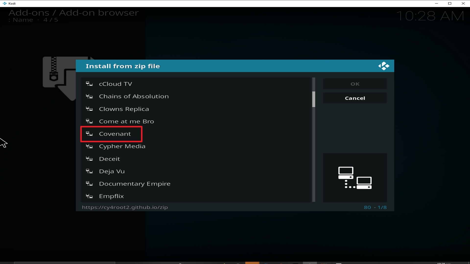 Step 17 Installing Covenant addon on Kodi