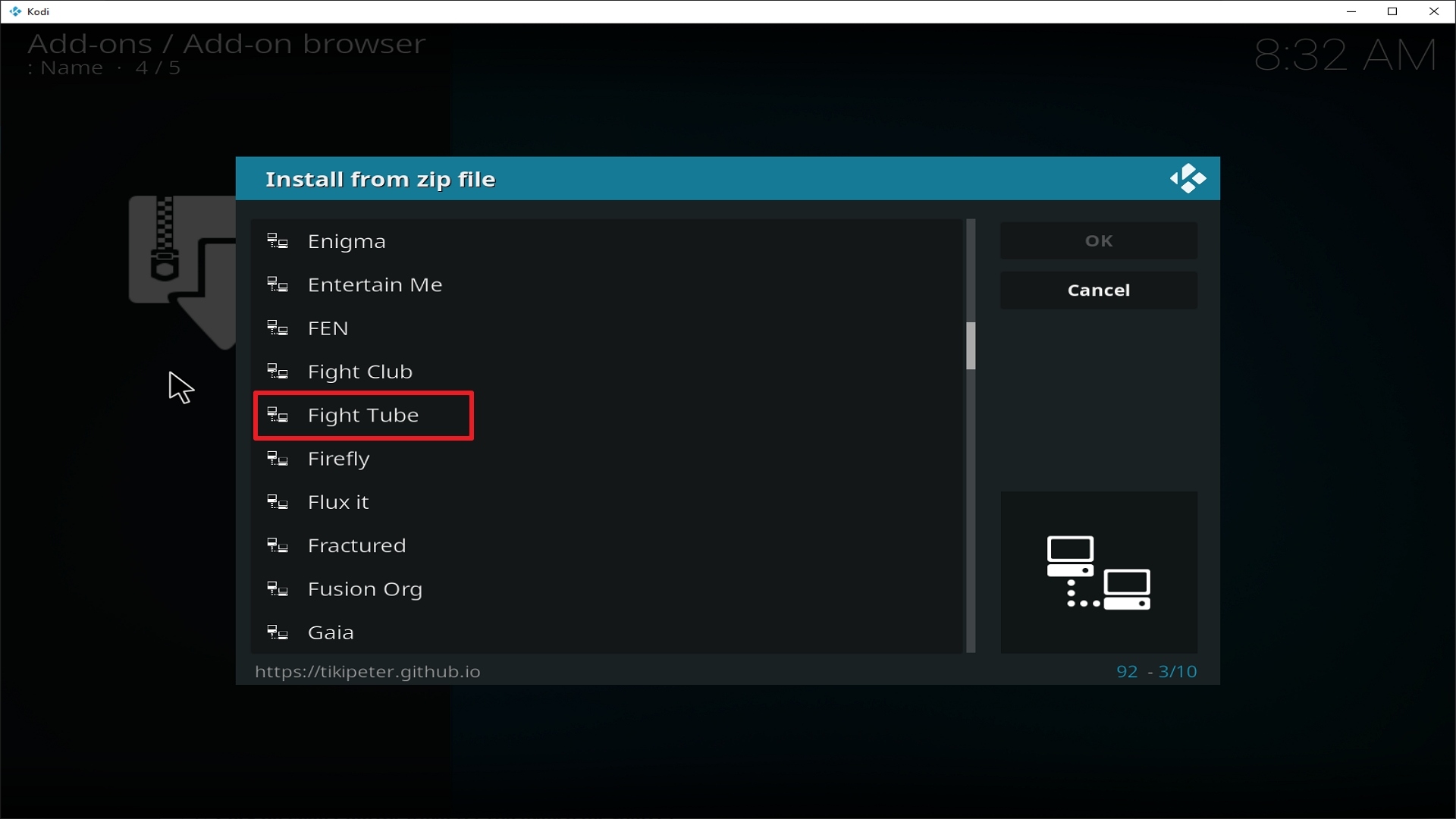 Step 17 Installing Fight Club addon on Kodi