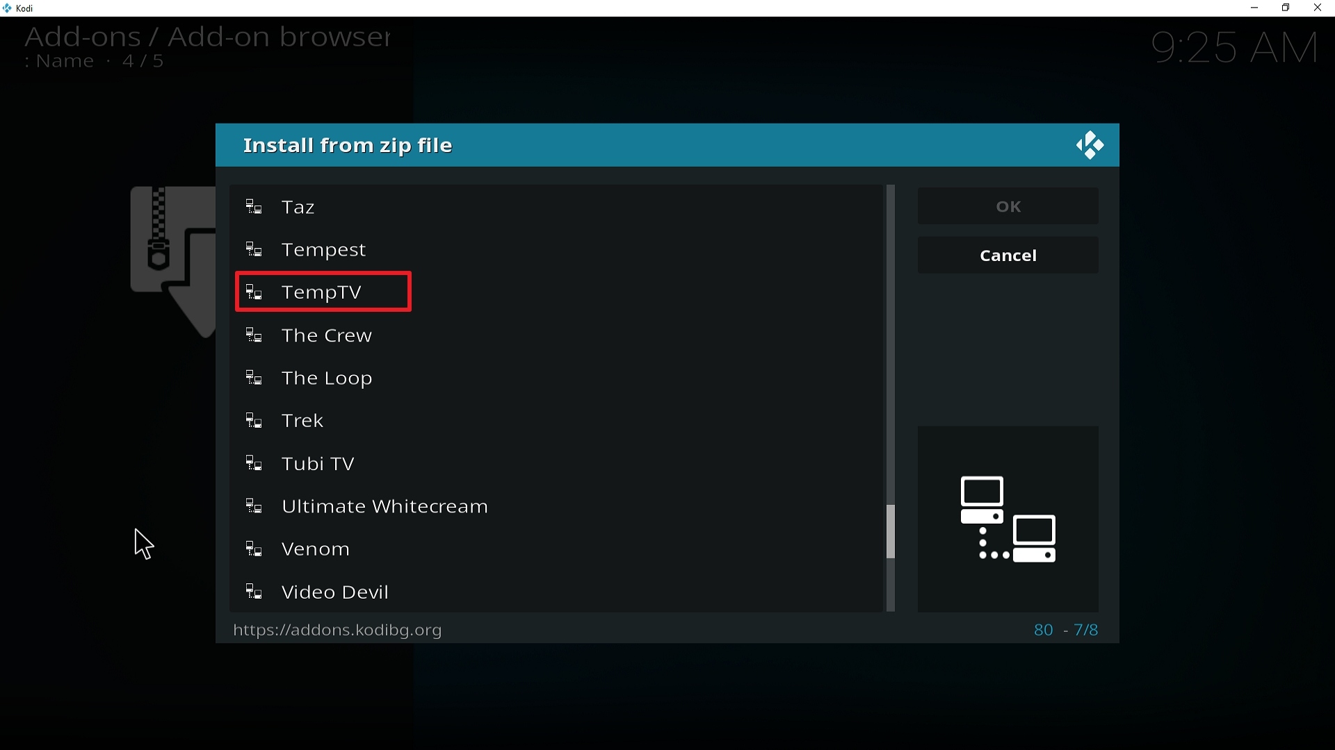 Step 17 Installing Temptv addon on Kodi