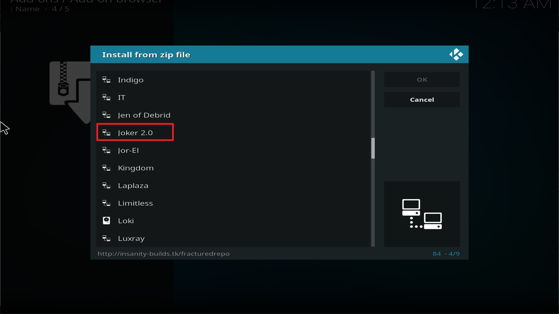 Step 17 Installing Joker 2.0 addon on Kodi