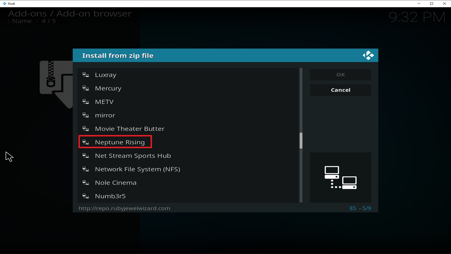 Step 17 Installing Neptune Rising addon on Kodi