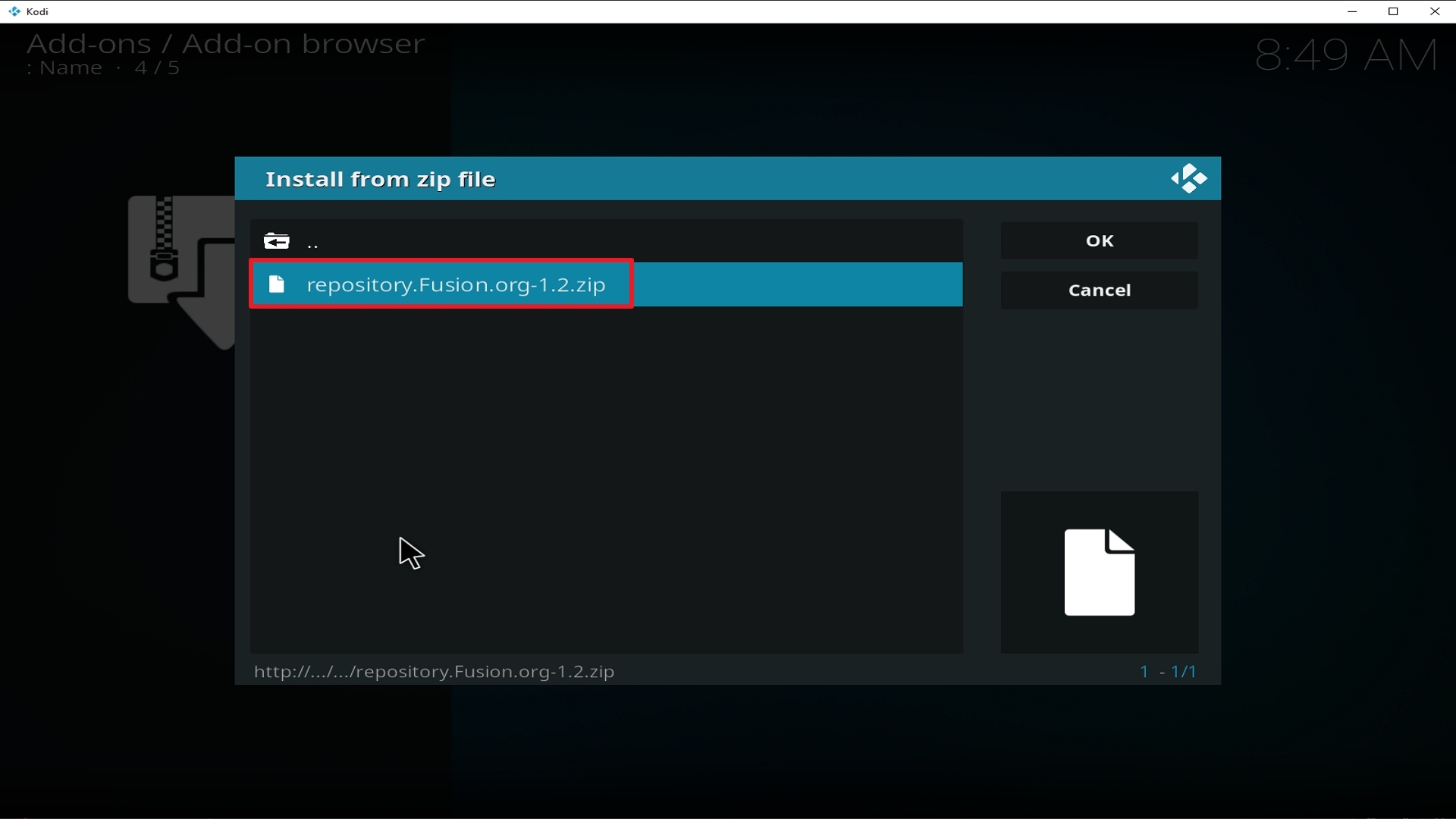 Step 18 Installing Fusion Org addon on Kodi