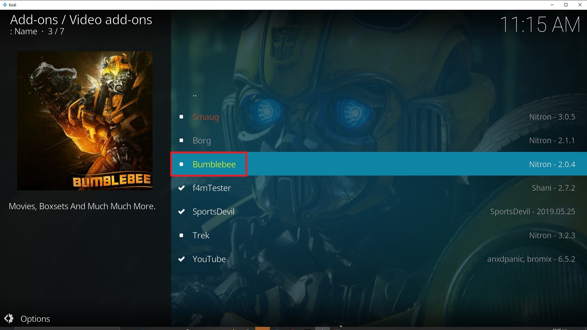 Step 22 Installing Bumblebee addon on Kodi