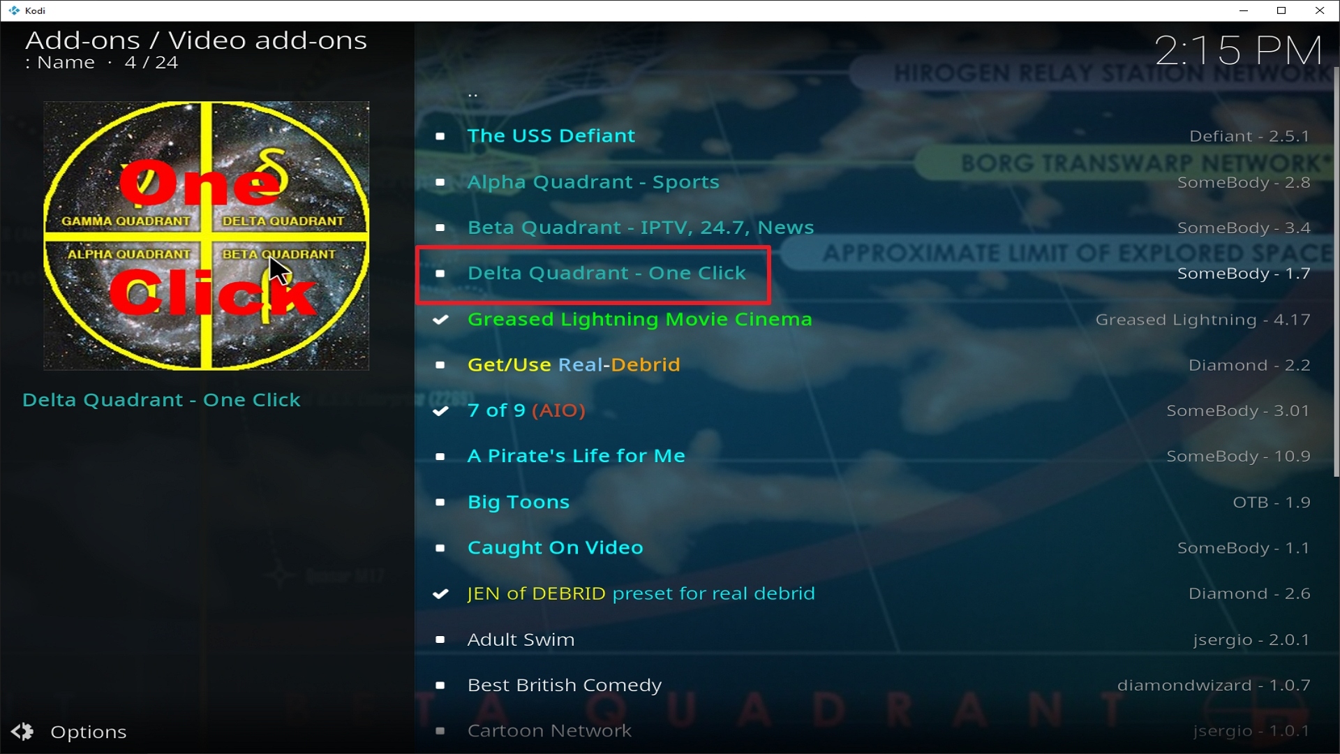Step 22 Installing Delta Quadrant addon on Kodi