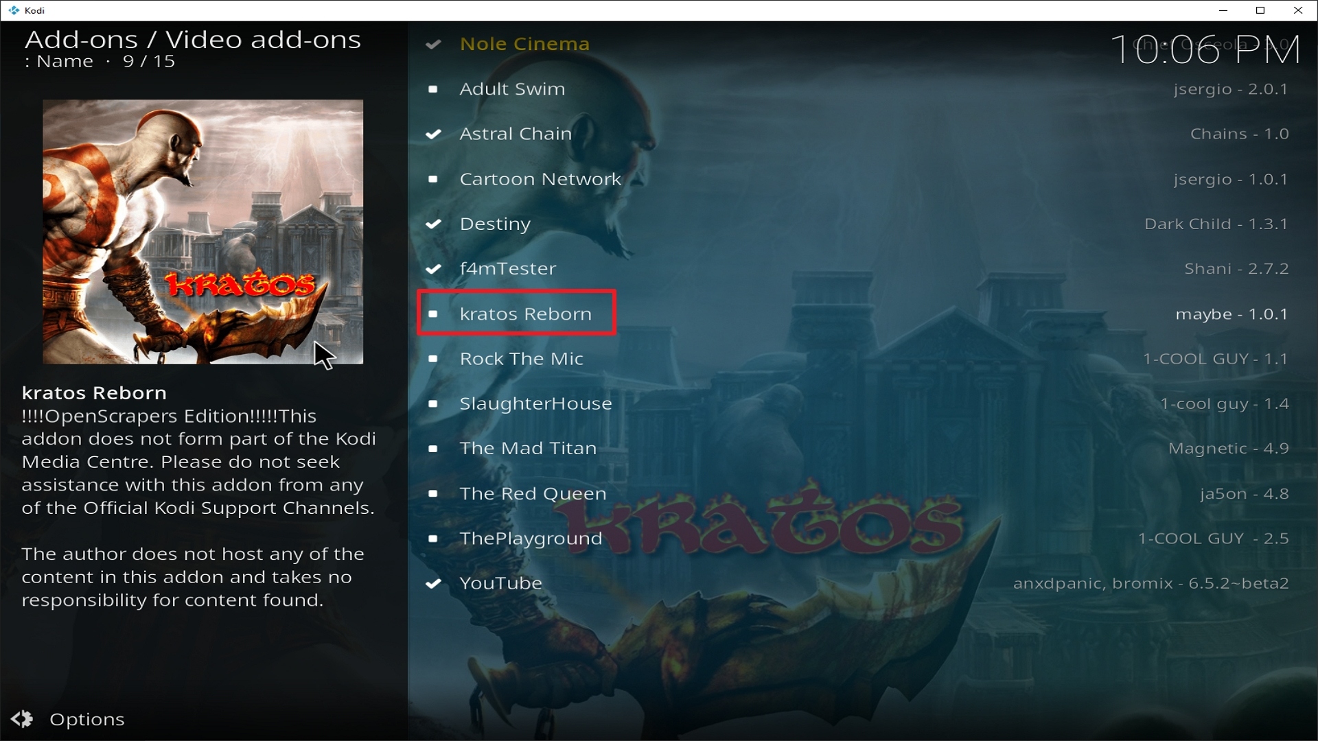 Step 22 Installing Kratos Reborn addon on Kodi