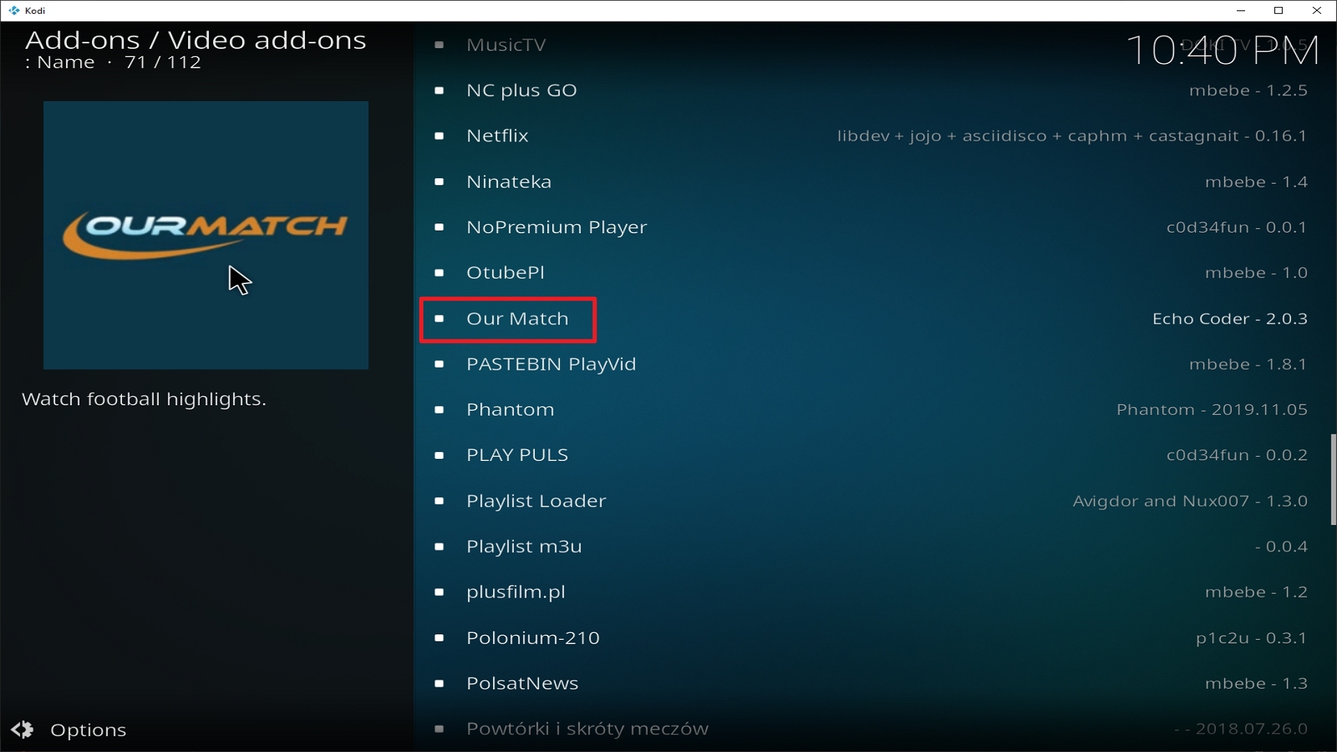Step 22 Installing Our Match addon on Kodi