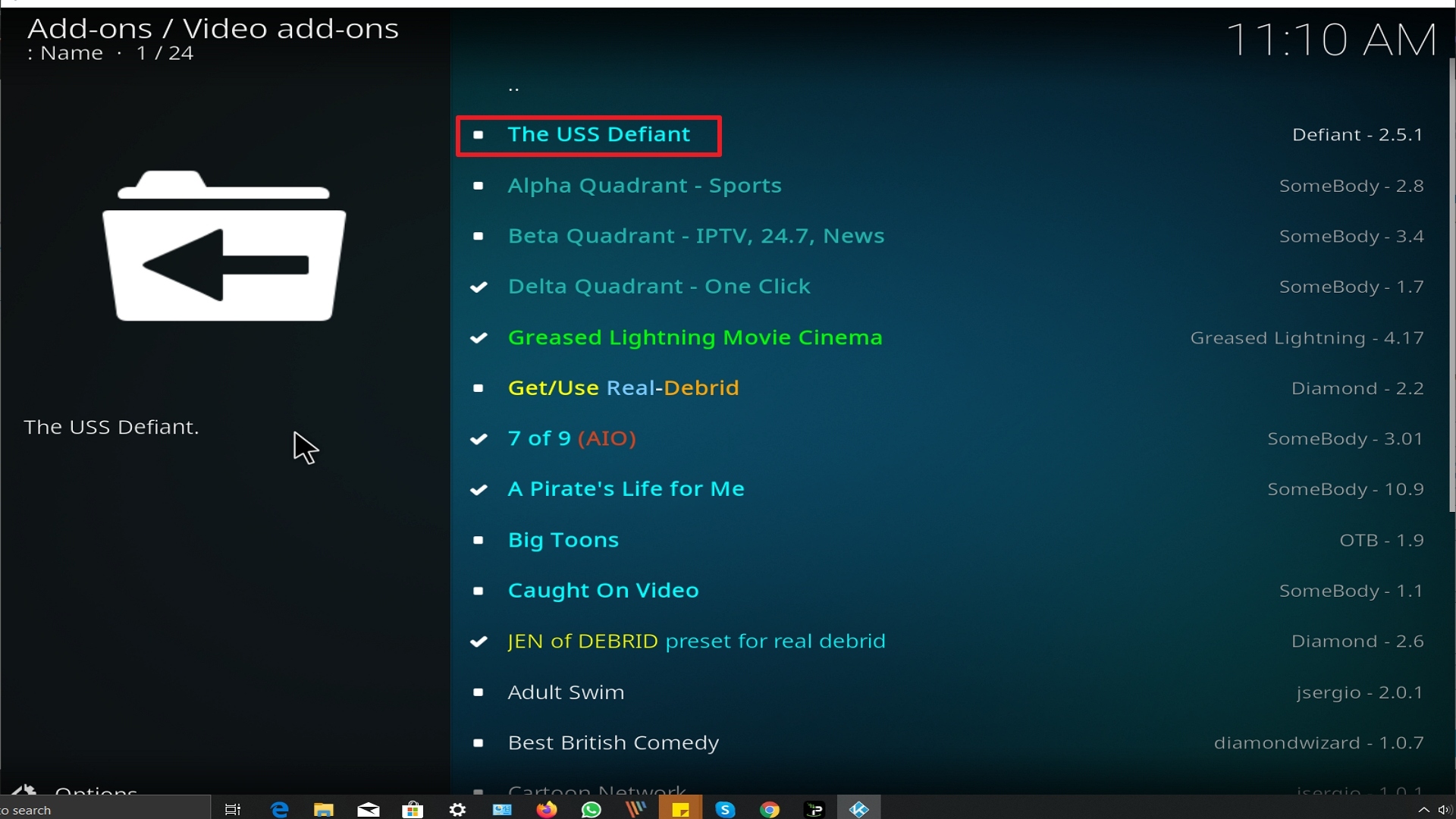 Step 22 Installing The Uss Defiant addon on Kodi