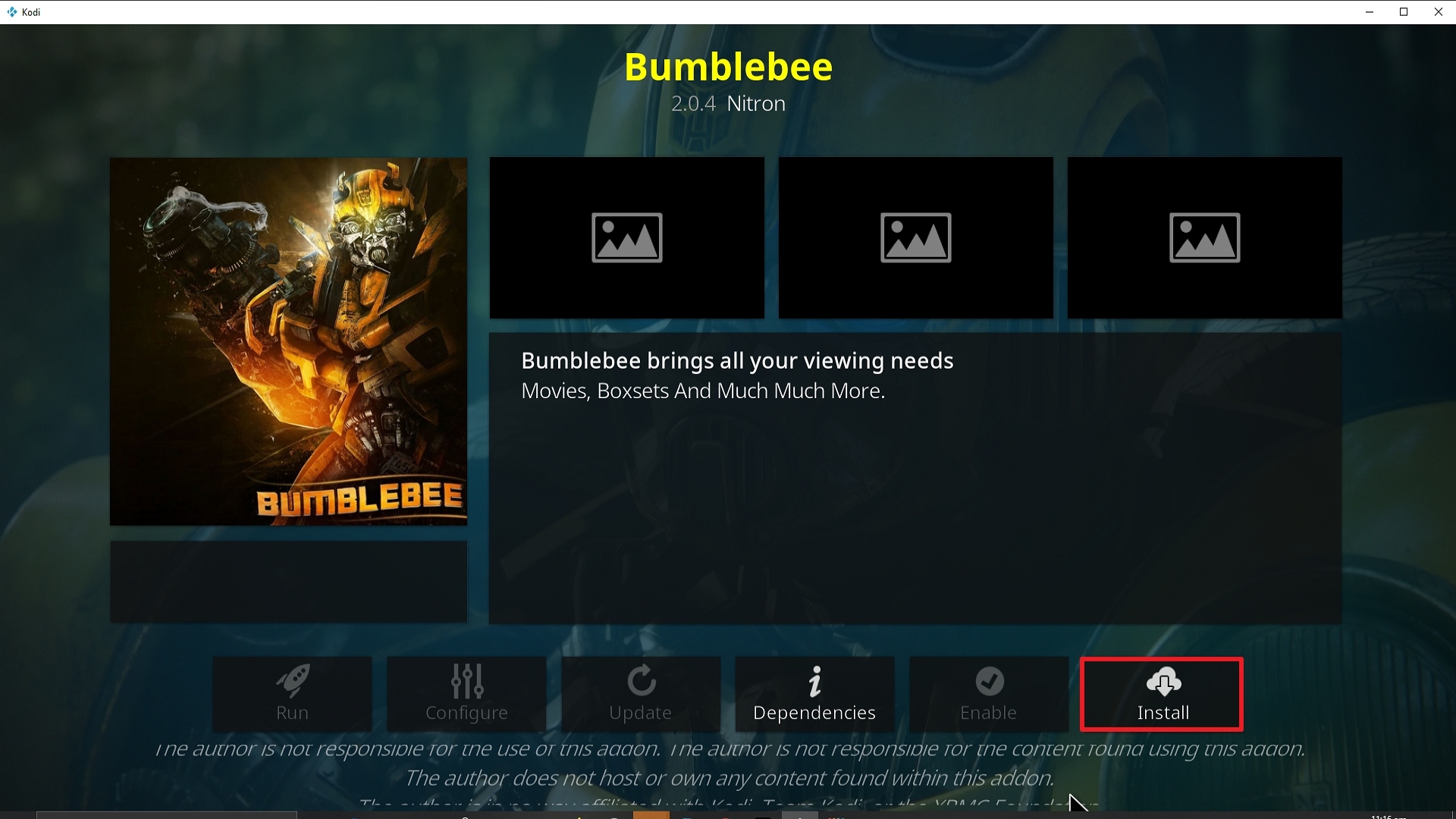 Step 23 Installing Bumblebee addon on Kodi