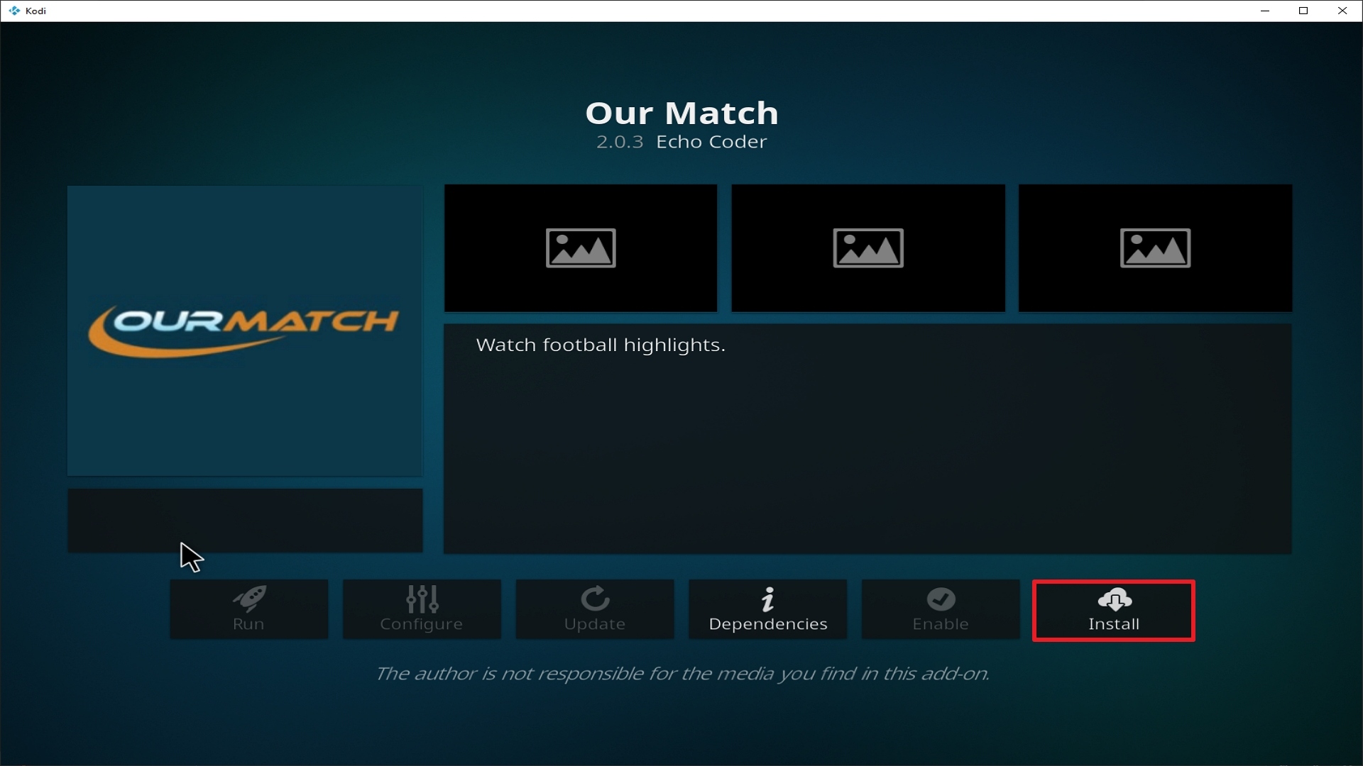 Step 23 Installing Our Match addon on Kodi