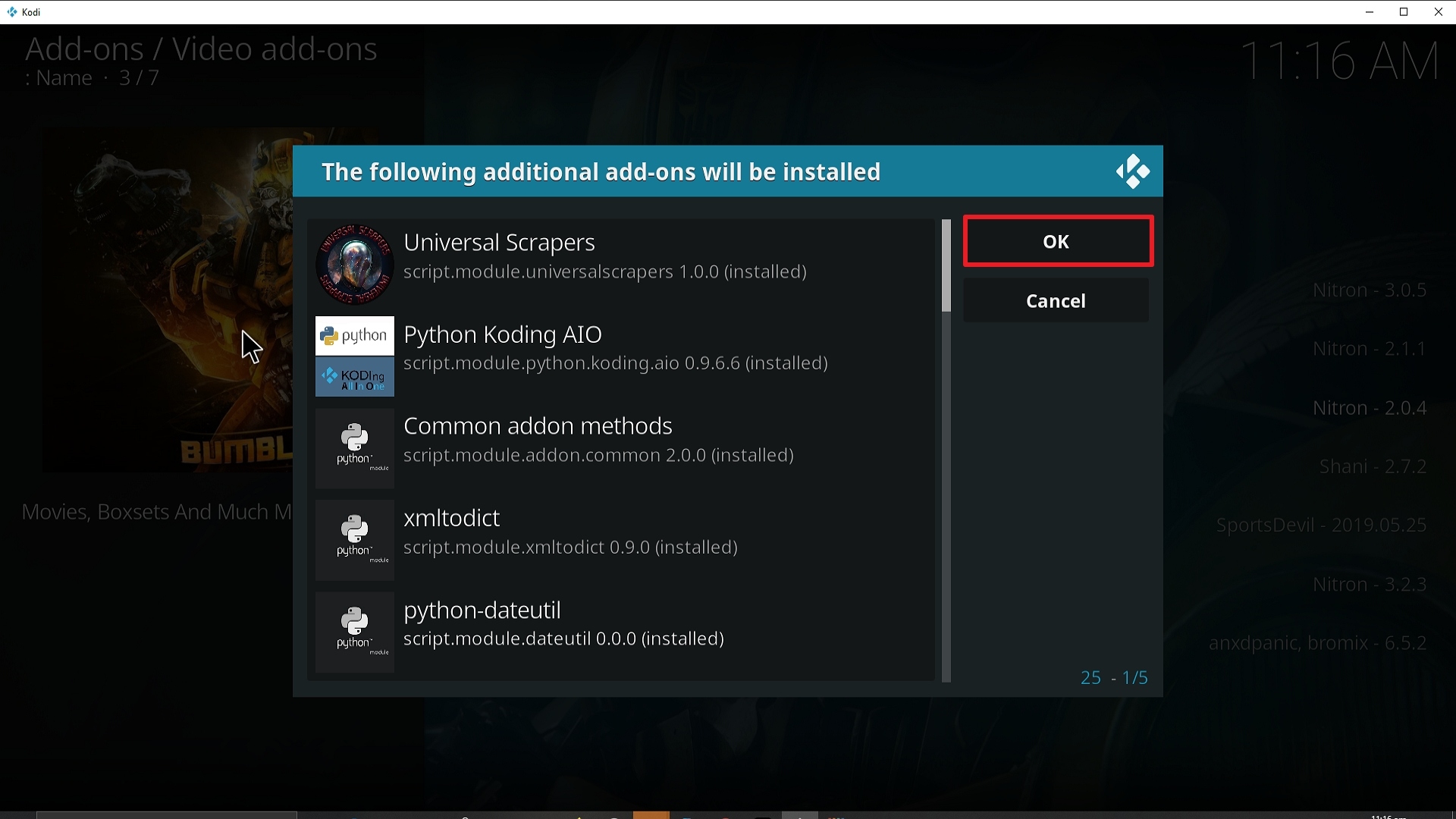 Step 24 Installing Bumblebee addon on Kodi