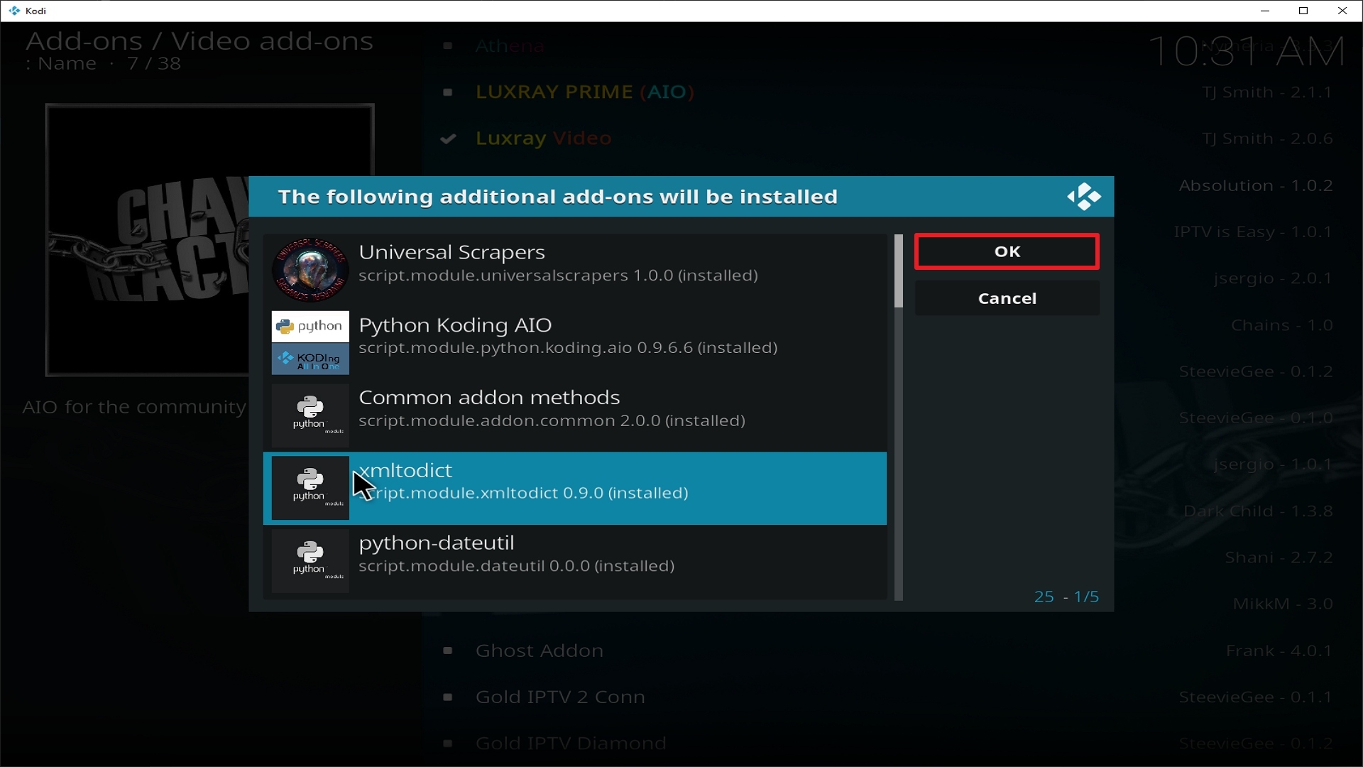 Step 24 Installing Chain Reation addon on Kodi