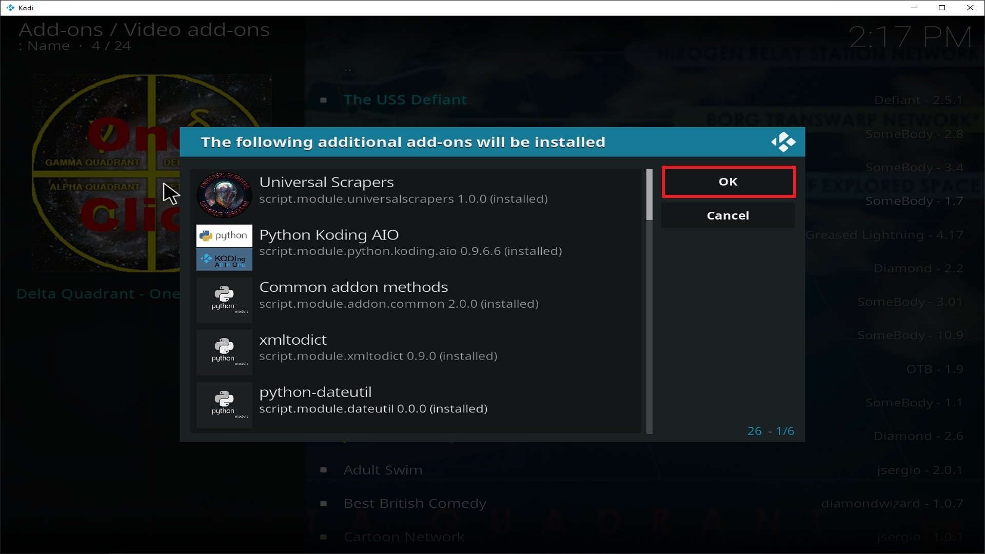 Step 24 Installing Delta Quadrant addon on Kodi