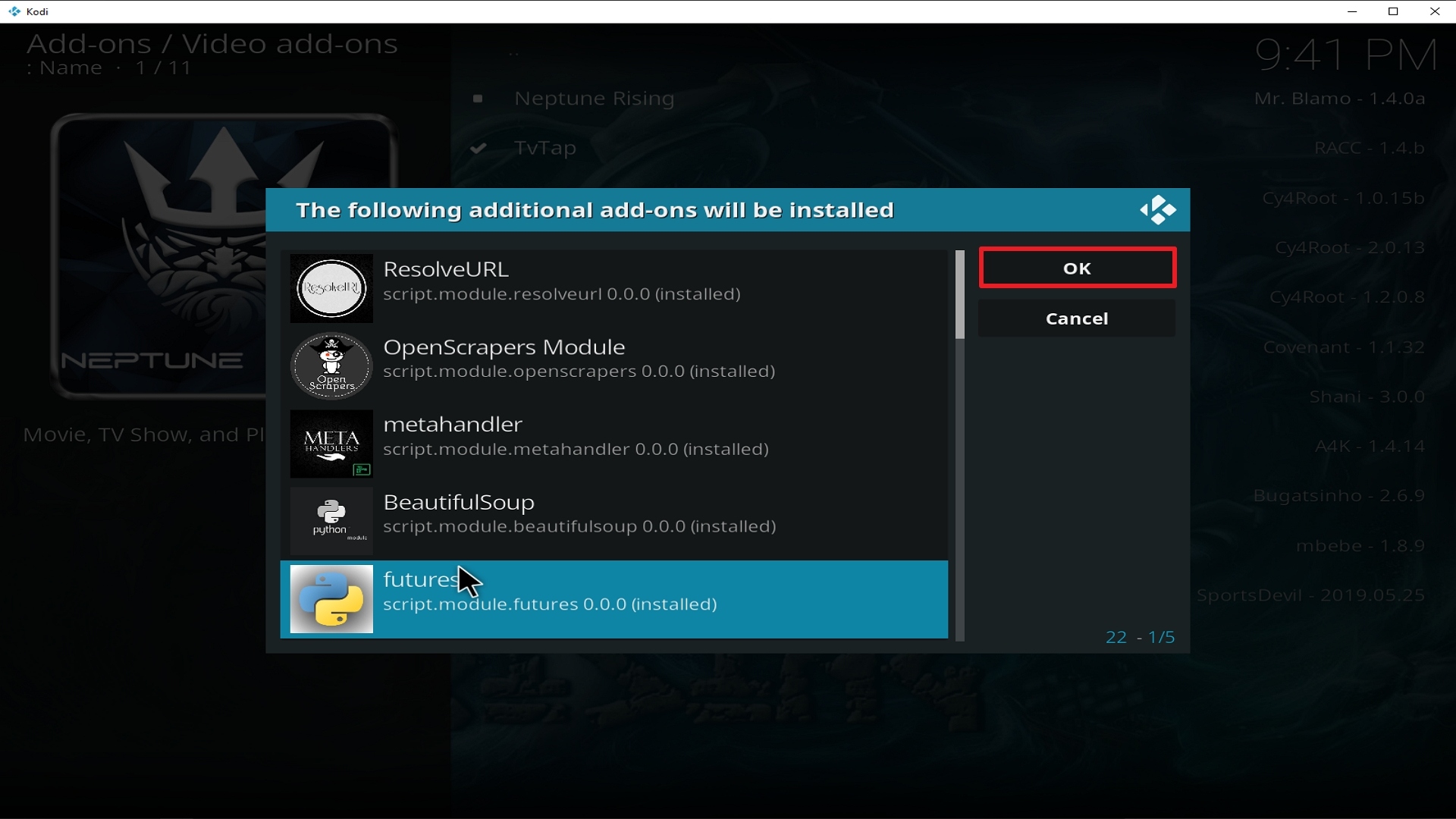Step 24 Installing Neptune Rising addon on Kodi