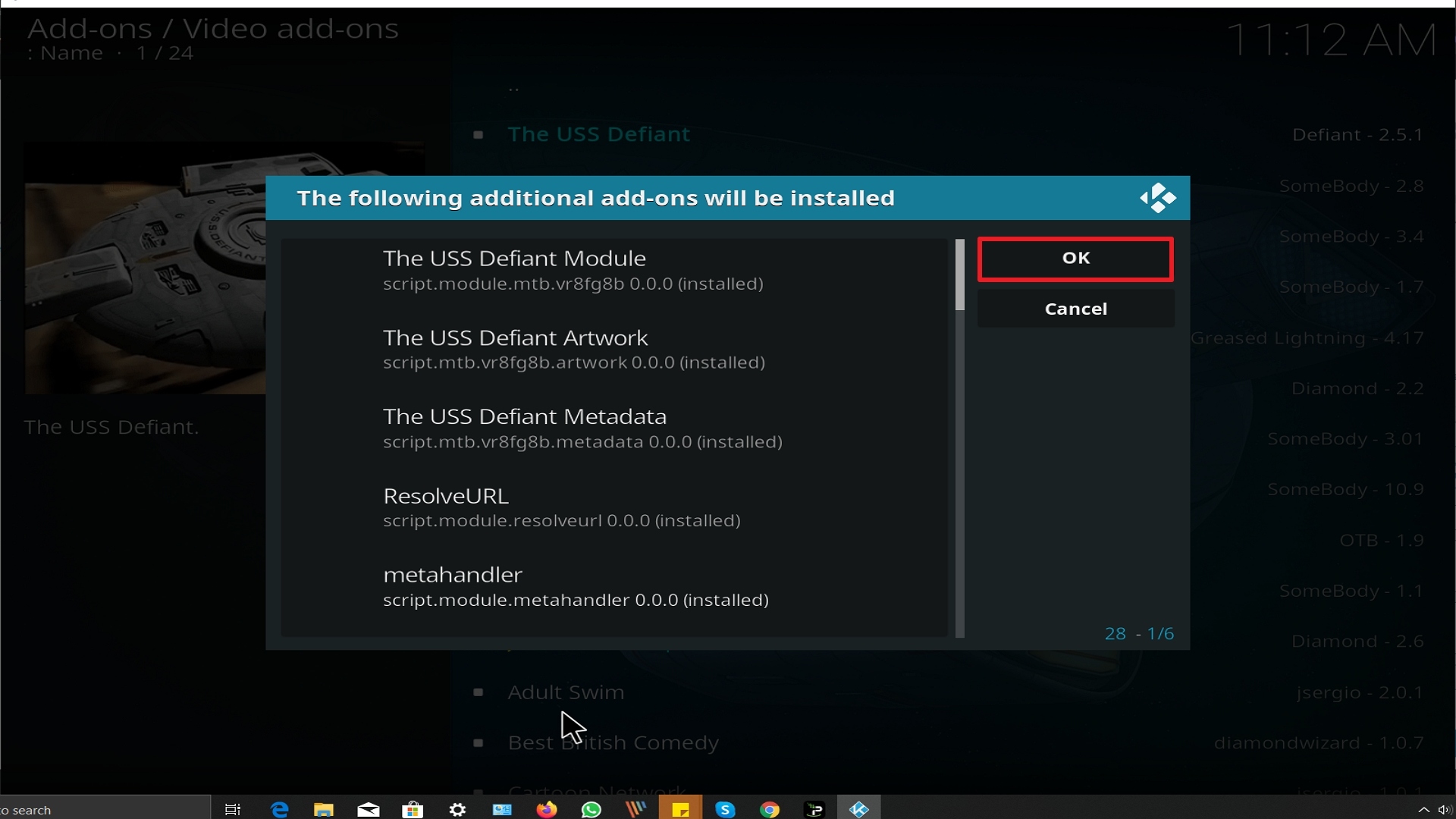 Step 24 Installing The Uss Defiant addon on Kodi