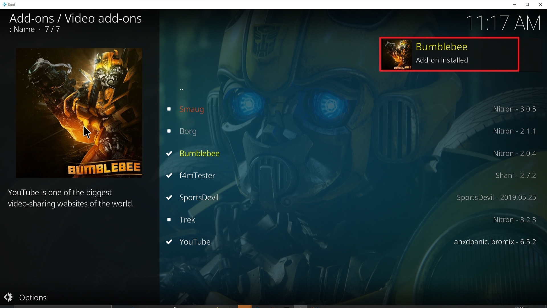 Step 25 Installing Bumblebee addon on Kodi