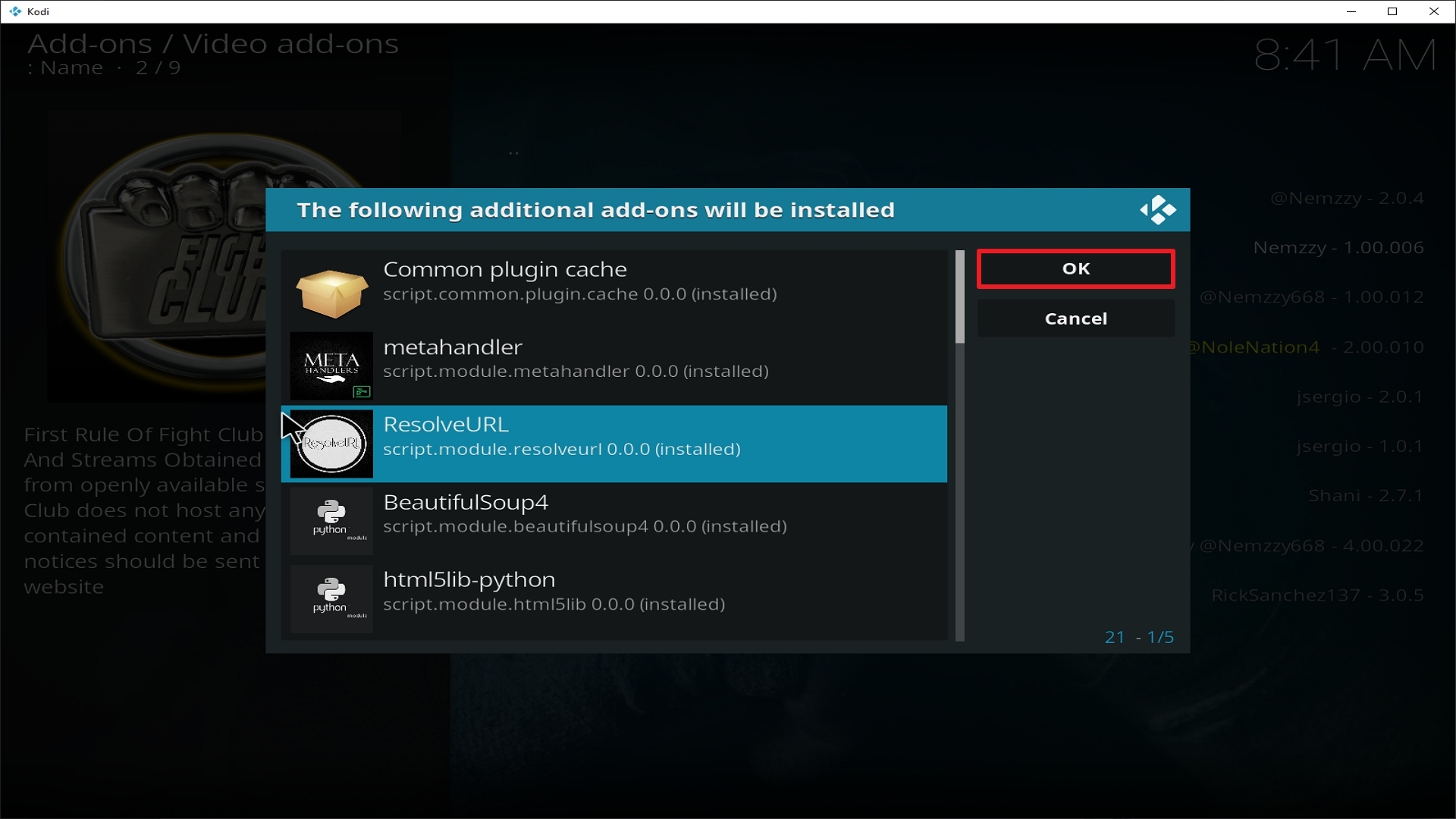 Step 25 Installing Fight Club addon on Kodi