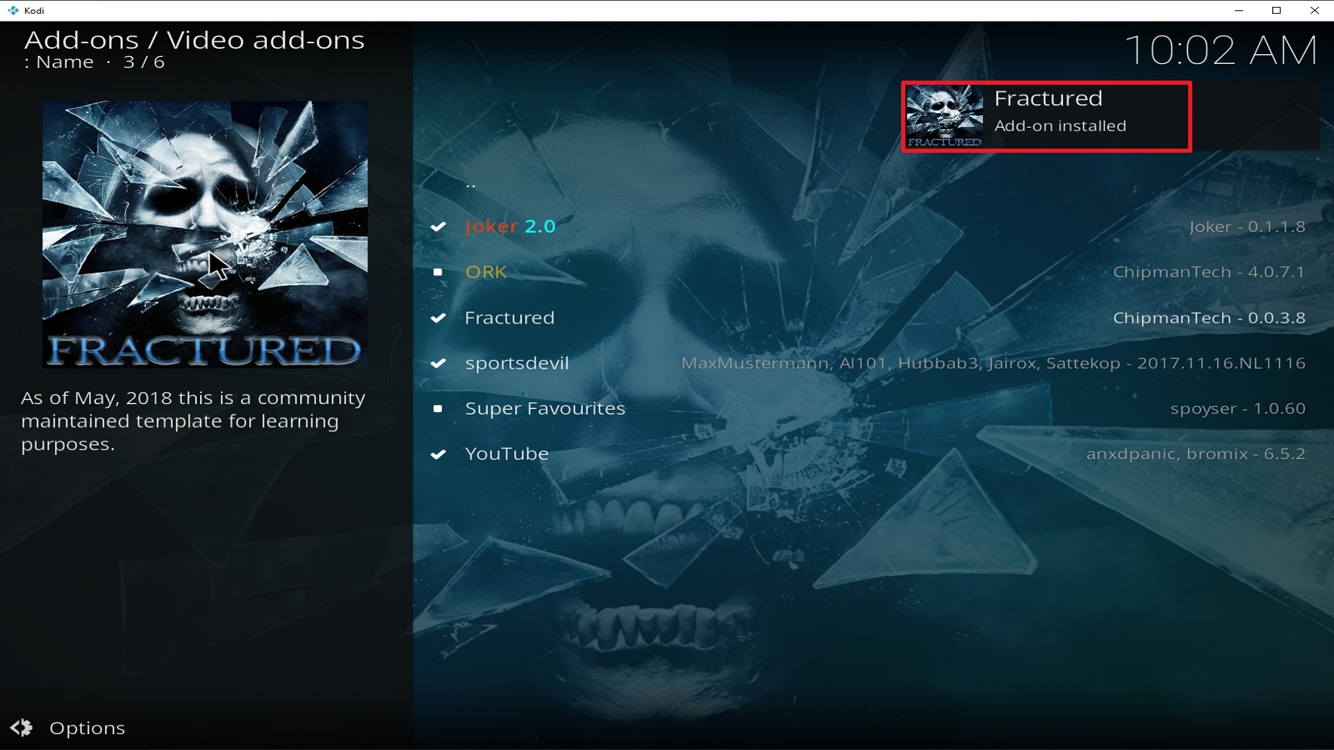 Step 25 Installing Fractured addon on Kodi