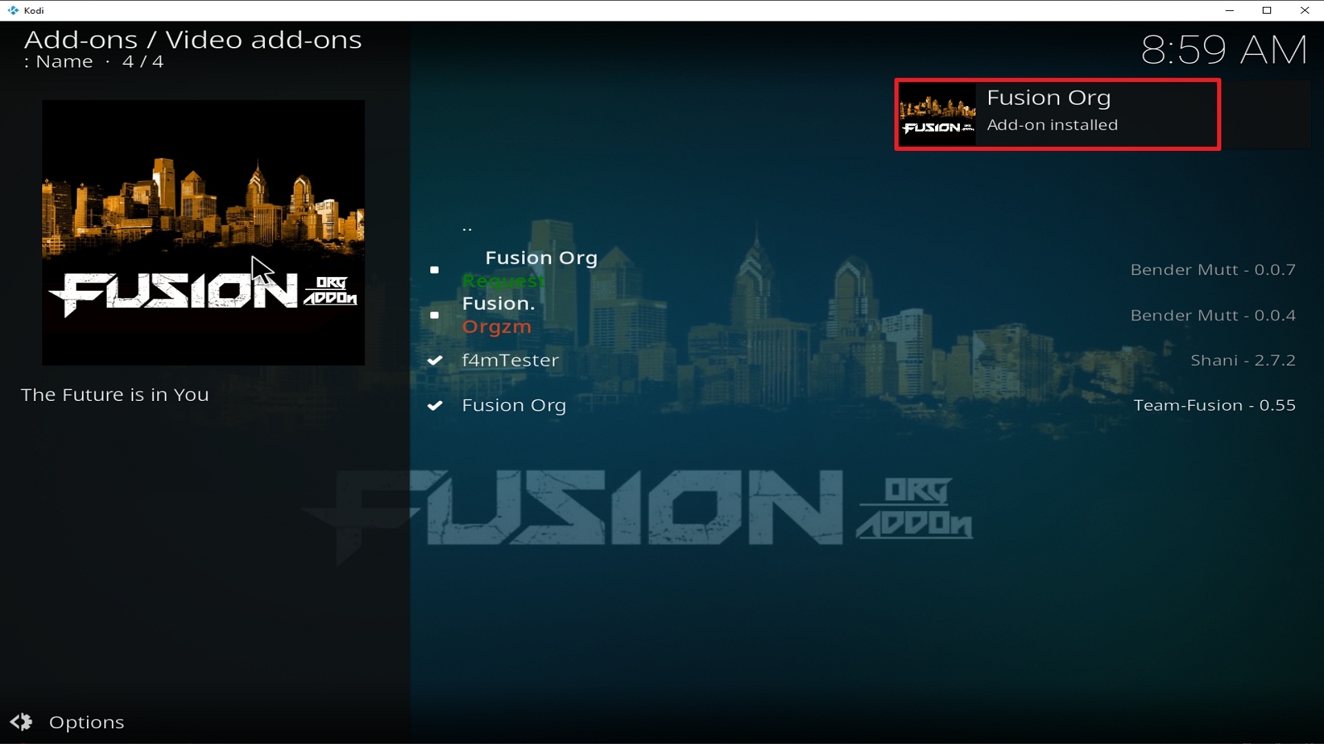 Step 25 Installing Fusion Org addon on Kodi