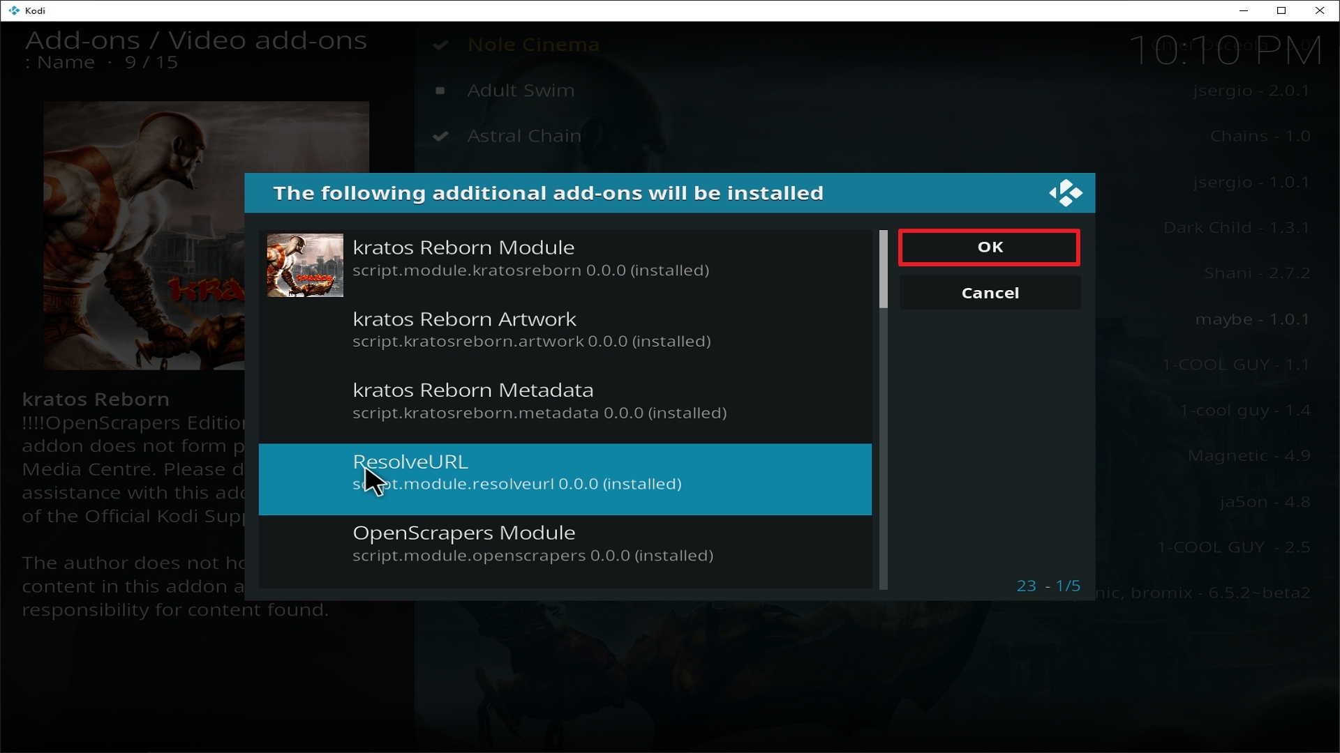 Step 25 Installing Kratos Reborn addon on Kodi