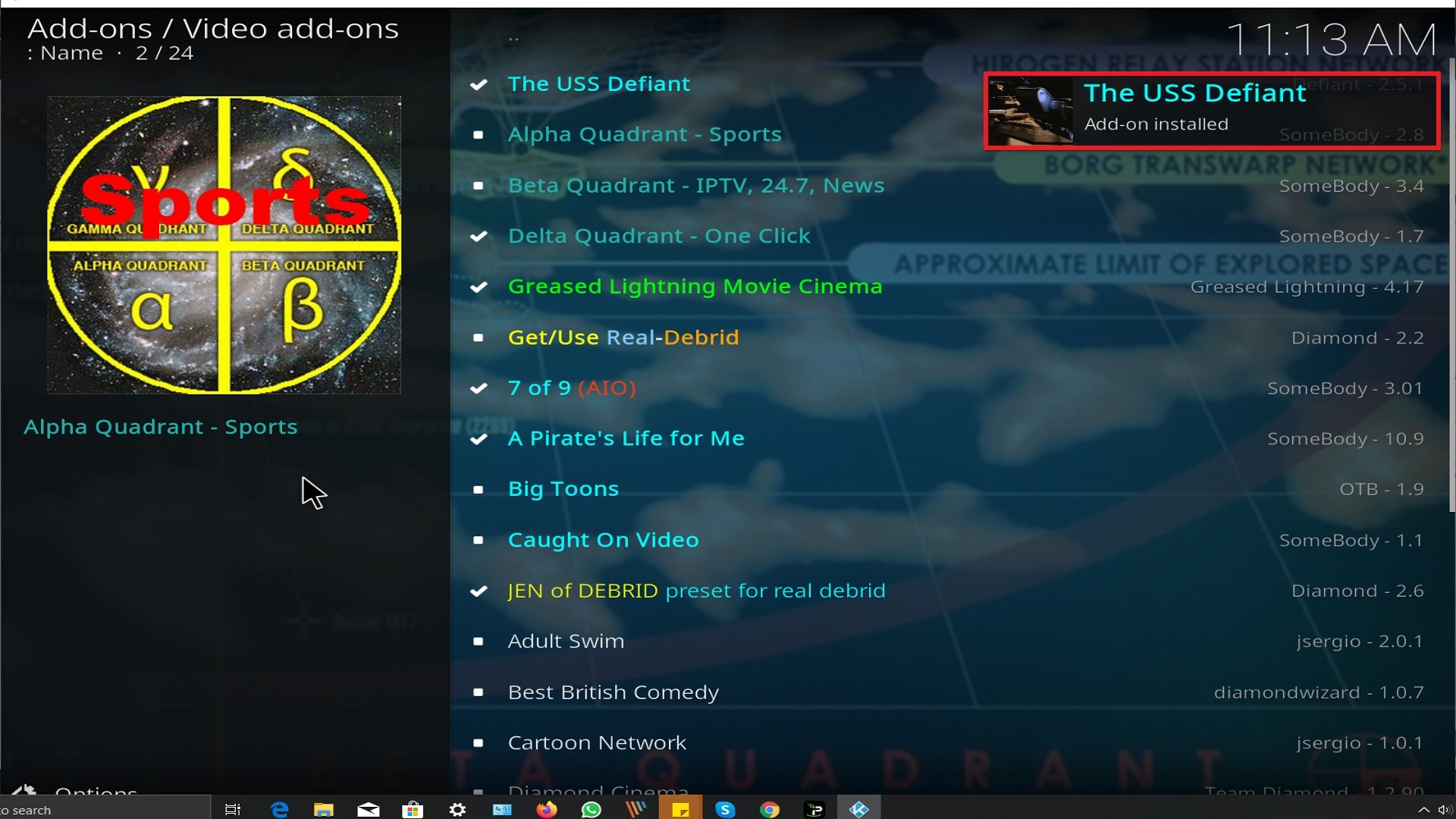 Step 25 Installing The Uss Defiant addon on Kodi