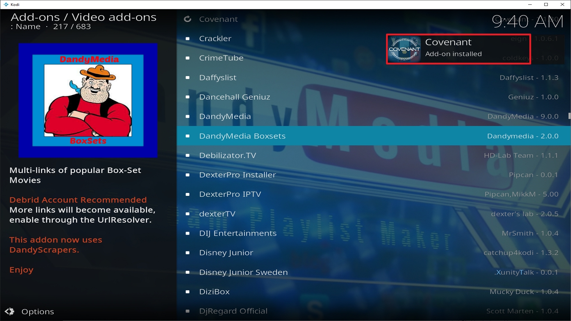 Step 26 Installing Covenant addon on Kodi