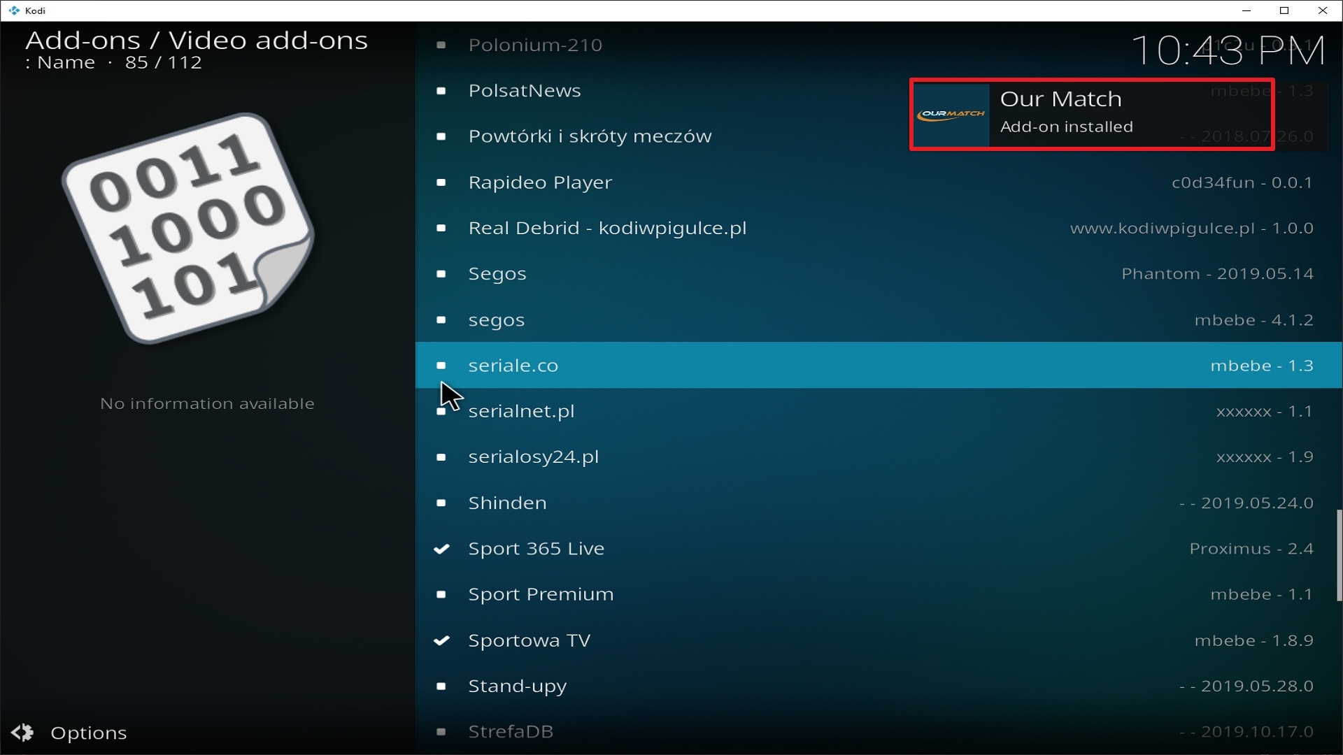 Step 26 Installing Our Match addon on Kodi