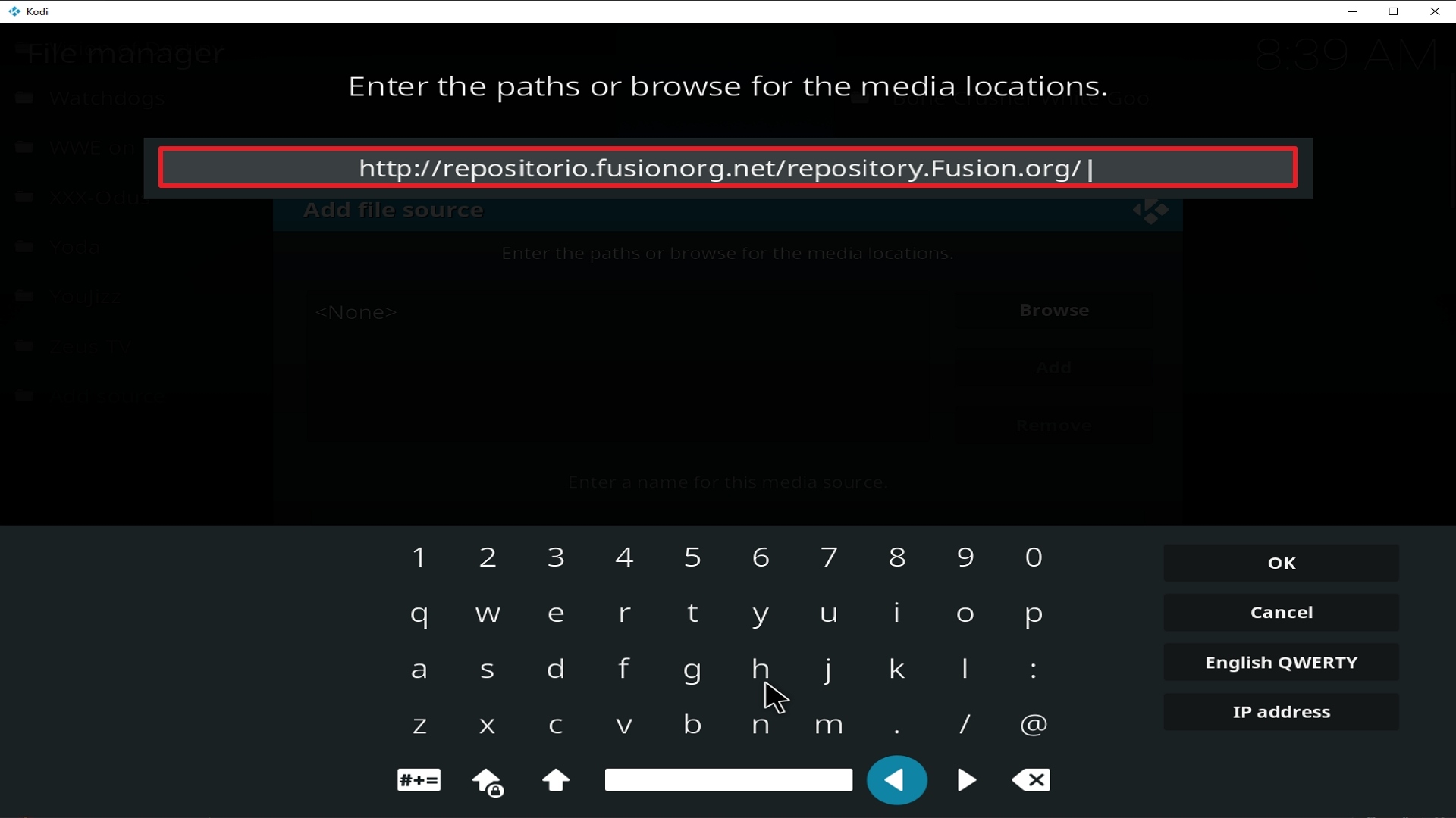 Step 9 Installing Fusion Org addon on Kodi