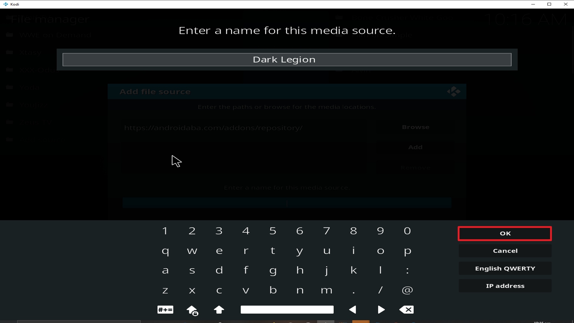 Step 13 Installing Dark Legion addon on Kodi