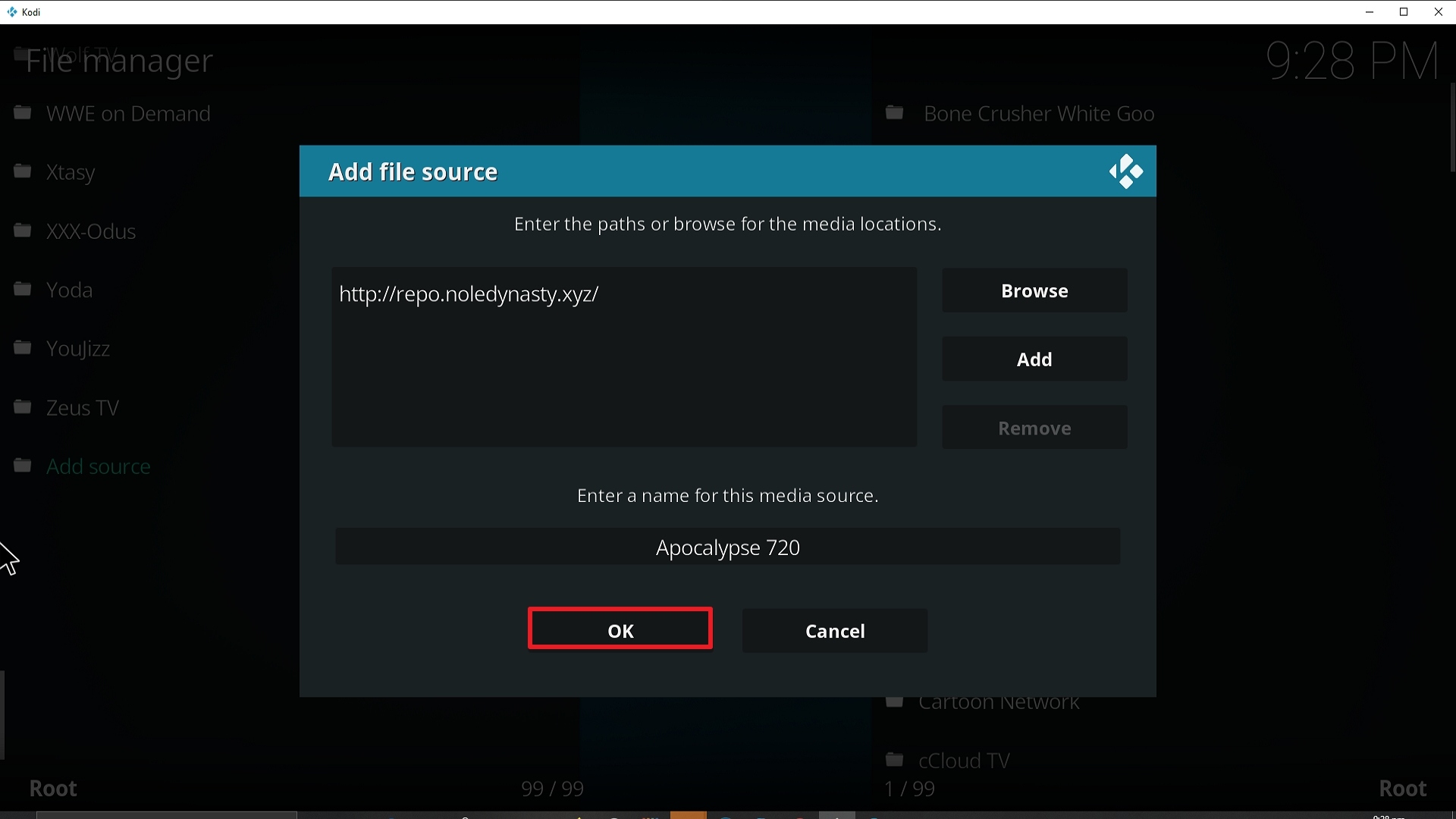 Step 14 Installing Apocalypse 720 addon on Kodi