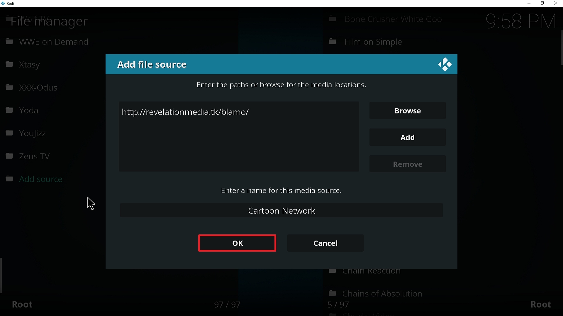 Step 14 Installing Cartoon Network addon on Kodi