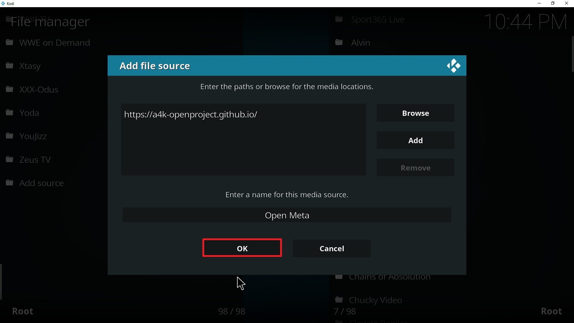 Step 14 Installing Open Meta addon on Kodi
