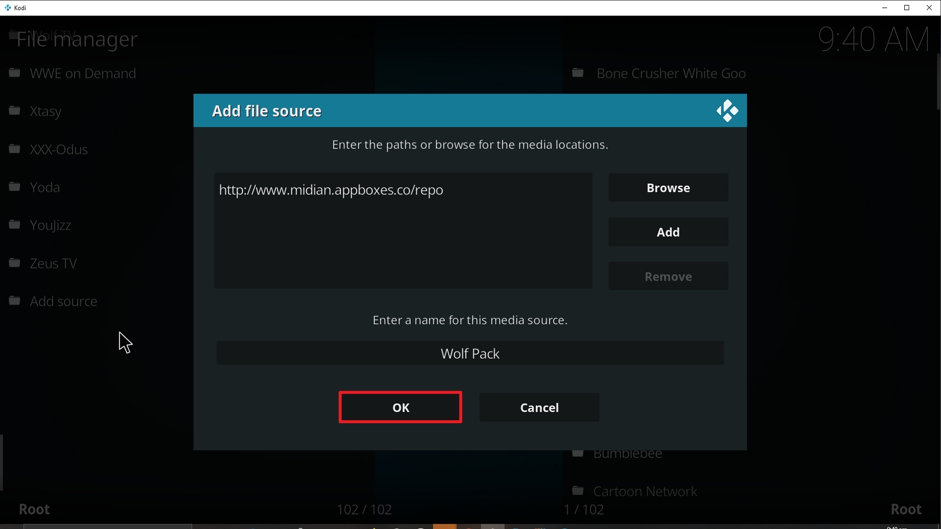 Step 14 Installing Wolf Pack addon on Kodi