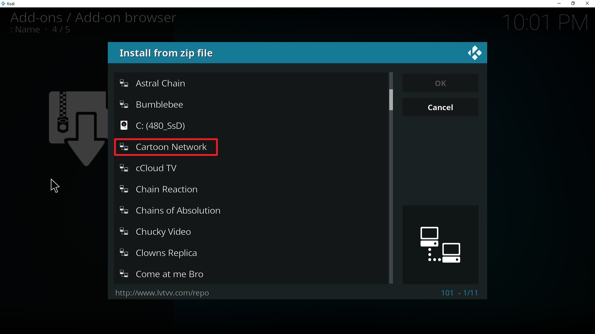 Step 17 Installing Cartoon Network addon on Kodi
