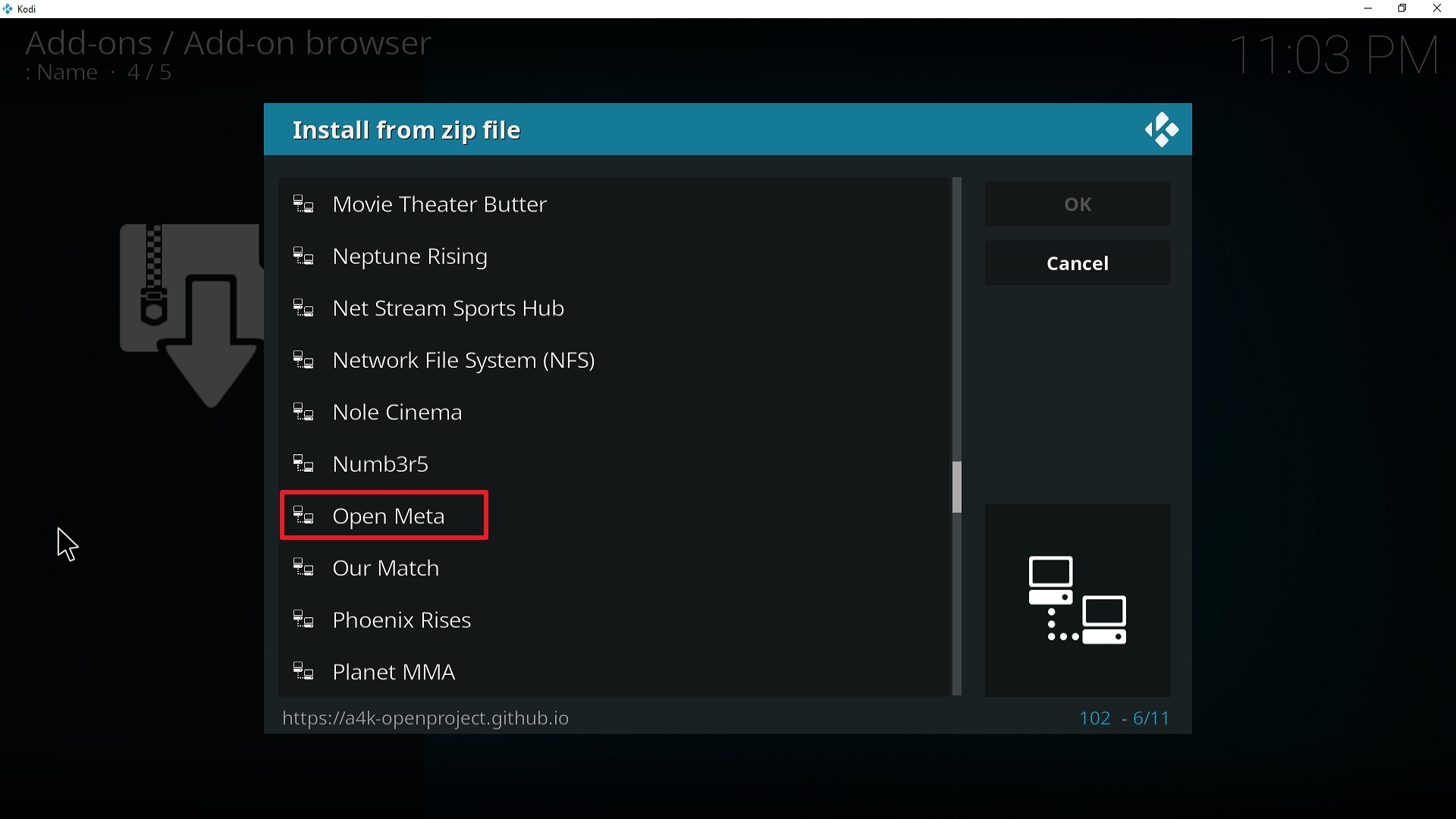 Step 17 Installing Open Meta addon on Kodi