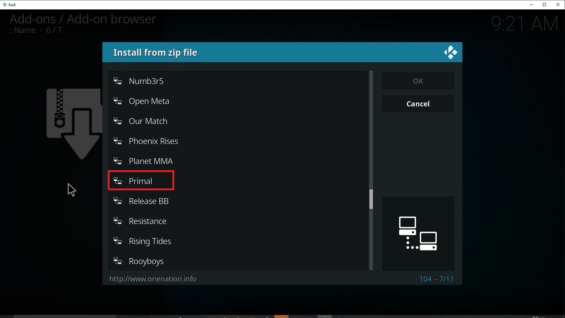 Step 17 Installing Primal addon on Kodi