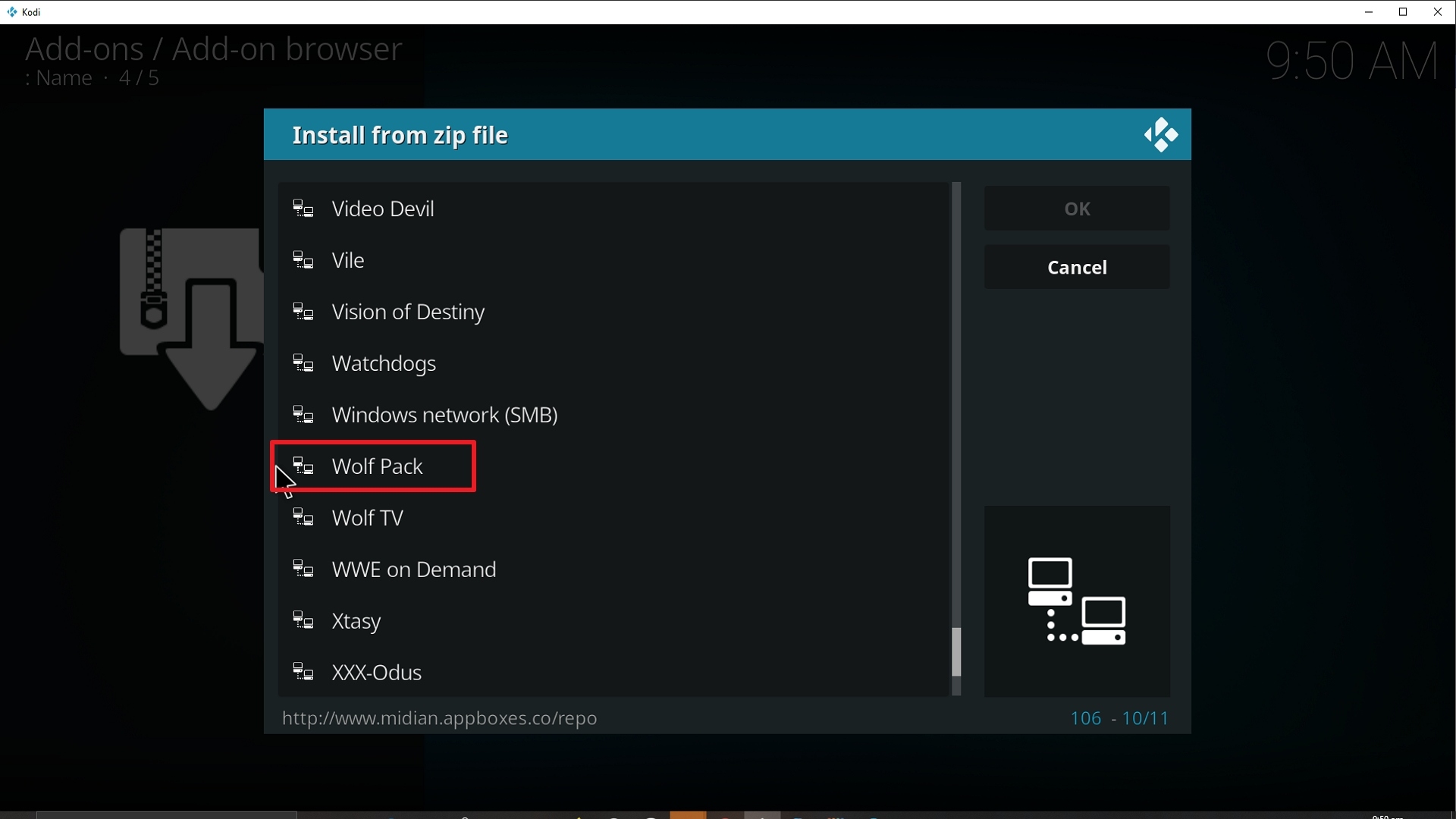 Step 17 Installing Wolf Pack addon on Kodi