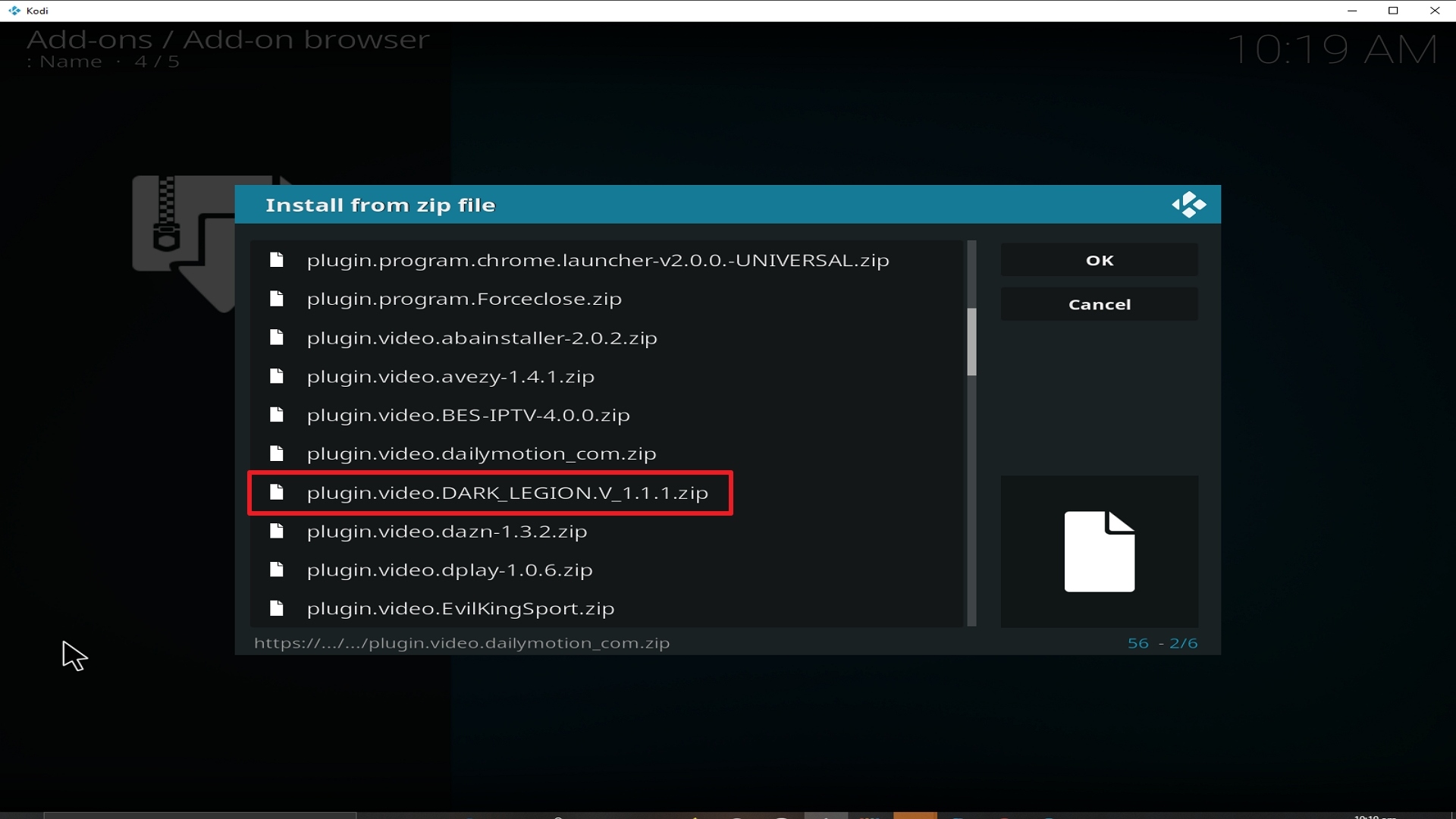 Step 18 Installing Dark Legion addon on Kodi