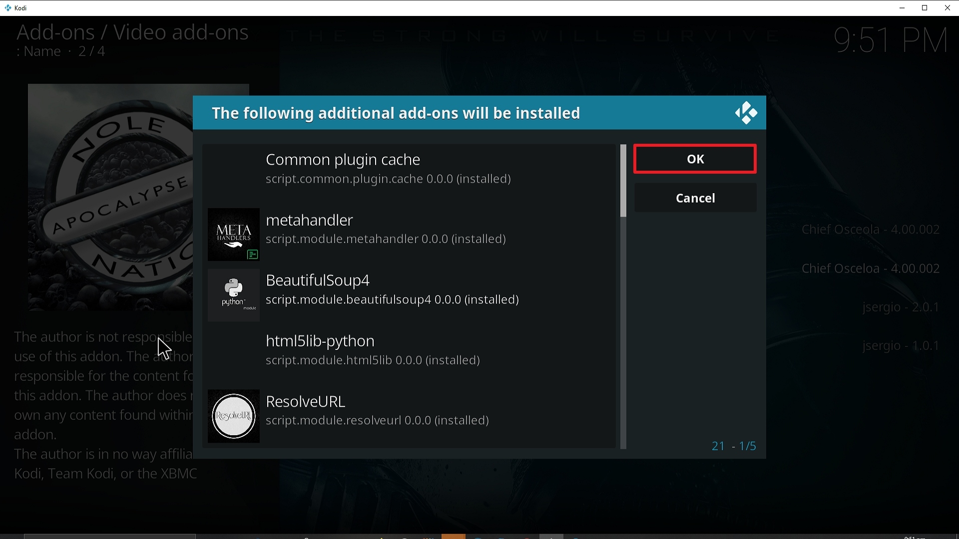 Step 24 Installing Apocalypse 720 addon on Kodi