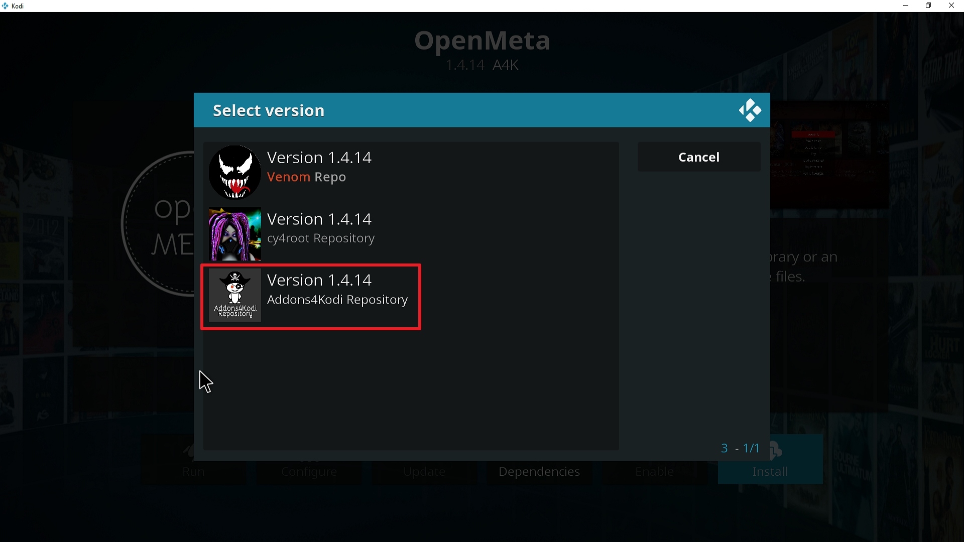 Step 24 Installing Open Meta addon on Kodi