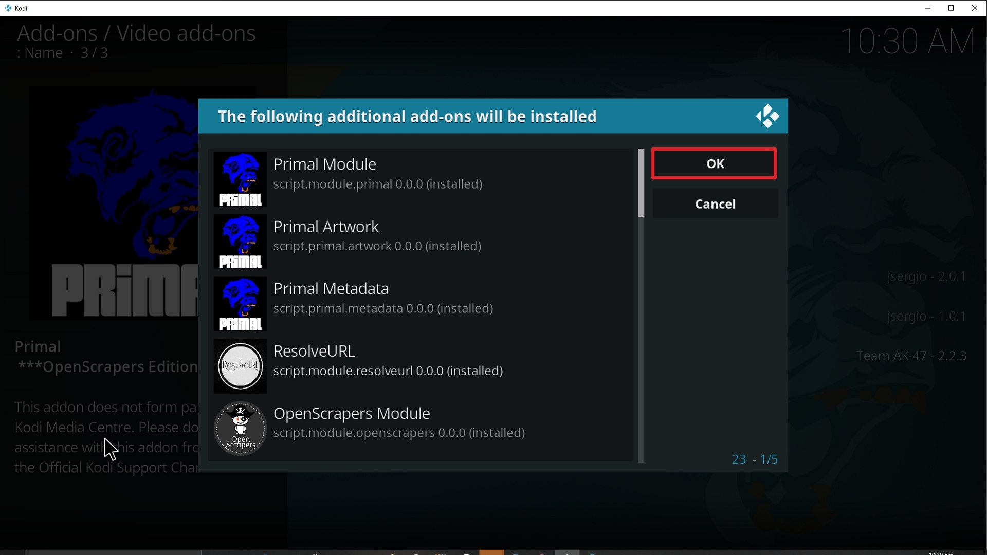 Step 24 Installing Primal addon on Kodi