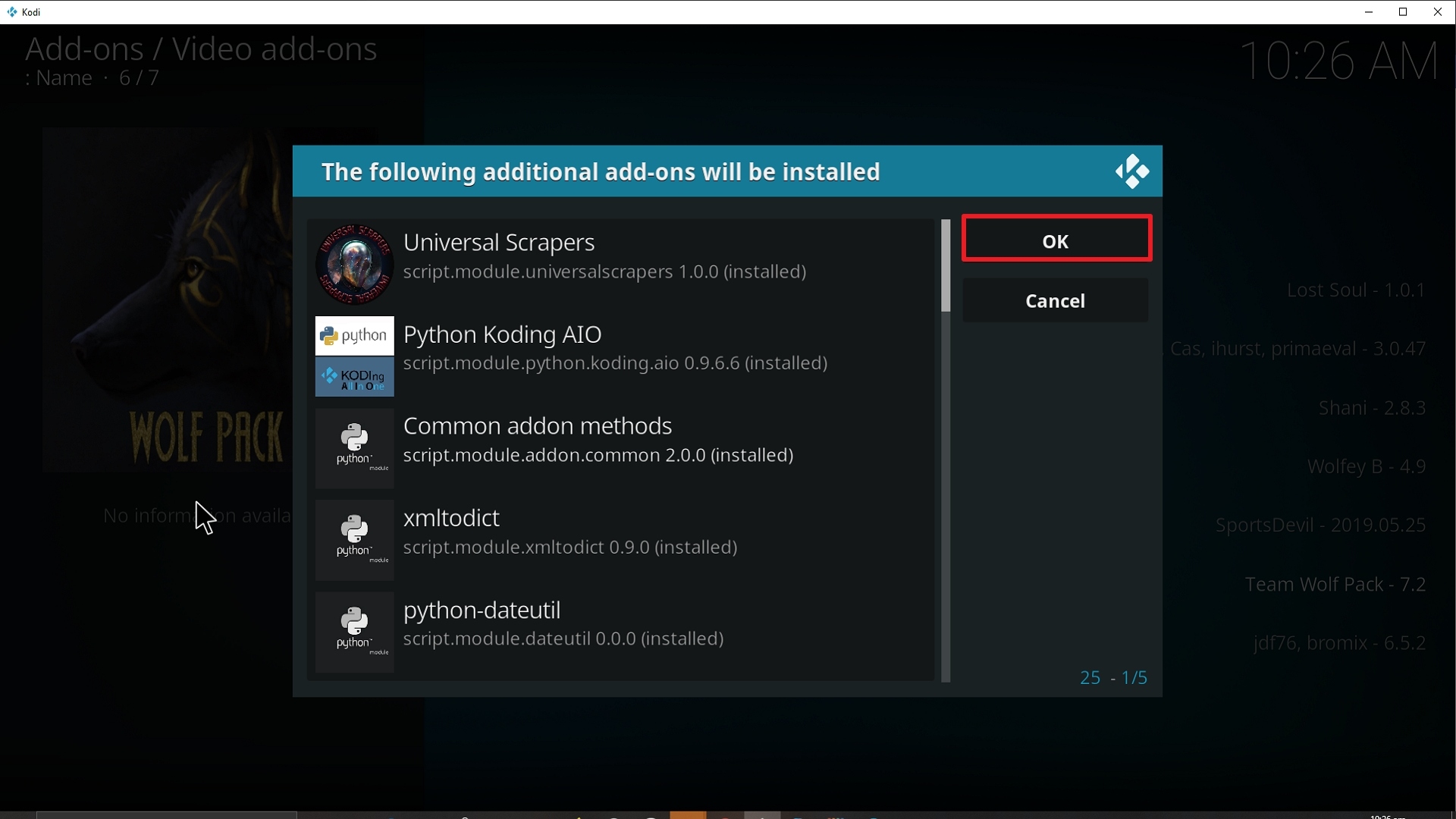 Step 24 Installing Wolf Pack addon on Kodi