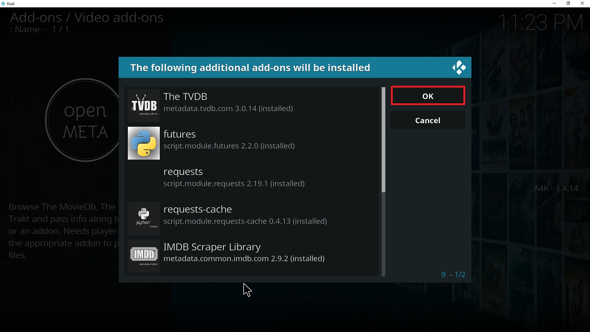 Step 25 Installing Open Meta addon on Kodi