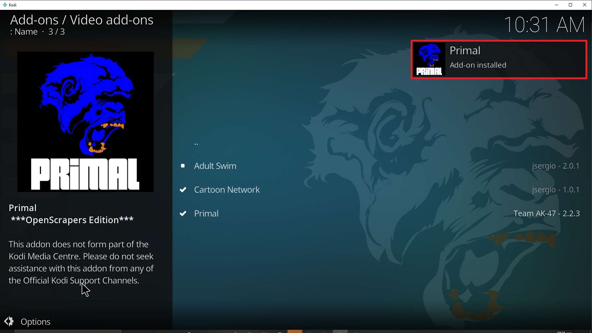Step 25 Installing Primal addon on Kodi