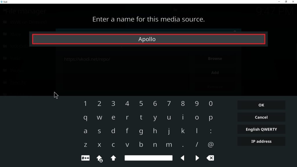 Step 12 Installing Apollo addon on Kodi