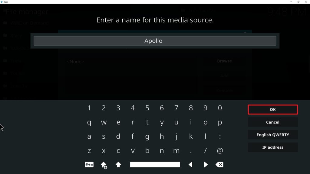 Step 13 Installing Apollo addon on Kodi