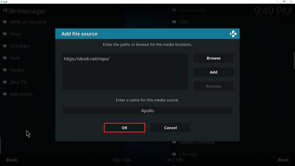 Step 14 Installing Apollo addon on Kodi