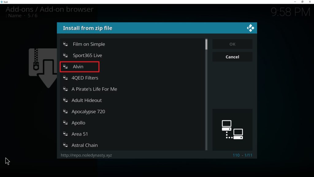 Step 17 Installing Apollo addon on Kodi