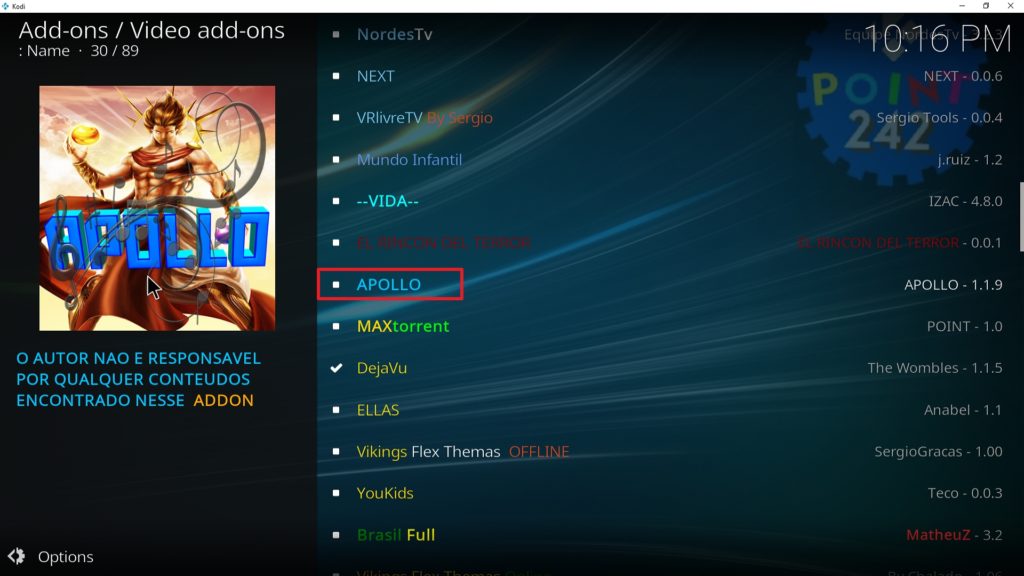 Step 22 Installing Apollo addon on Kodi