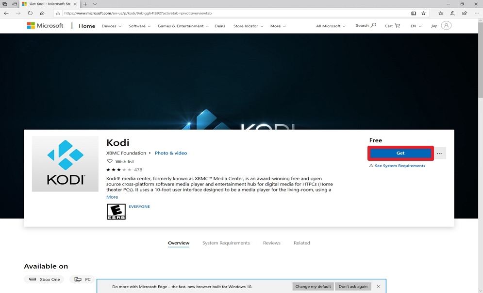 Step 4 Install Kodi from the Microsoft Store