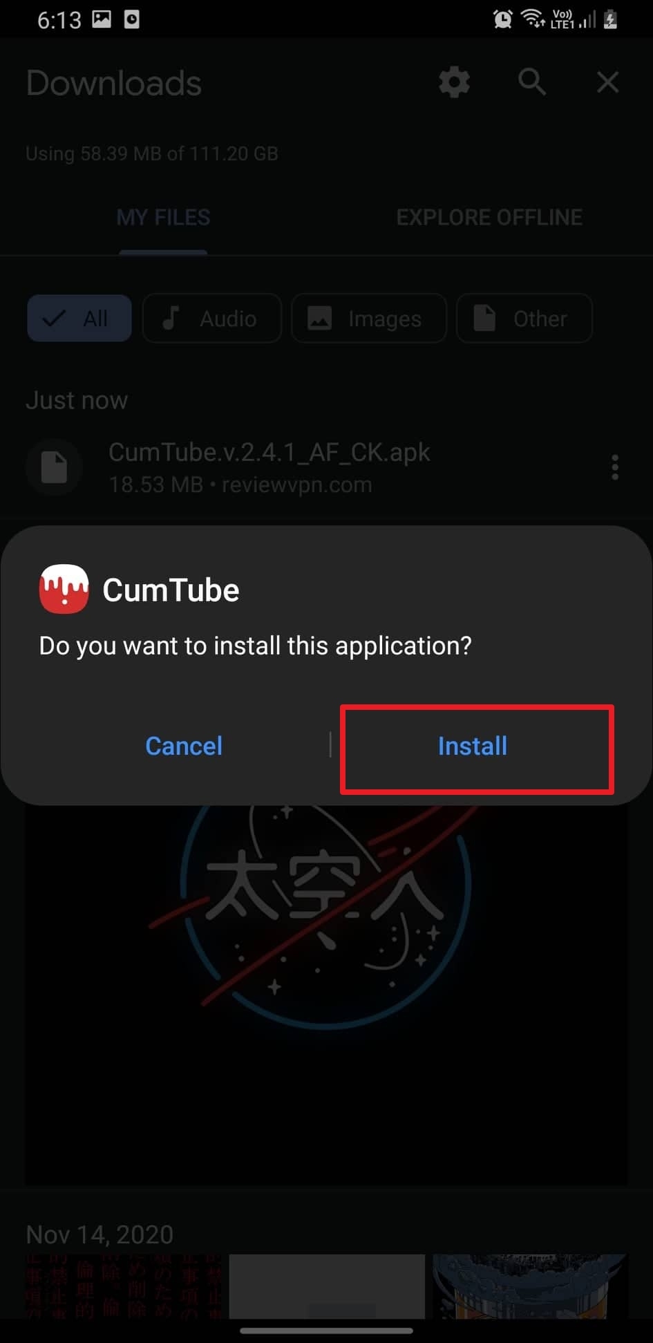Install CumTube on Android 5